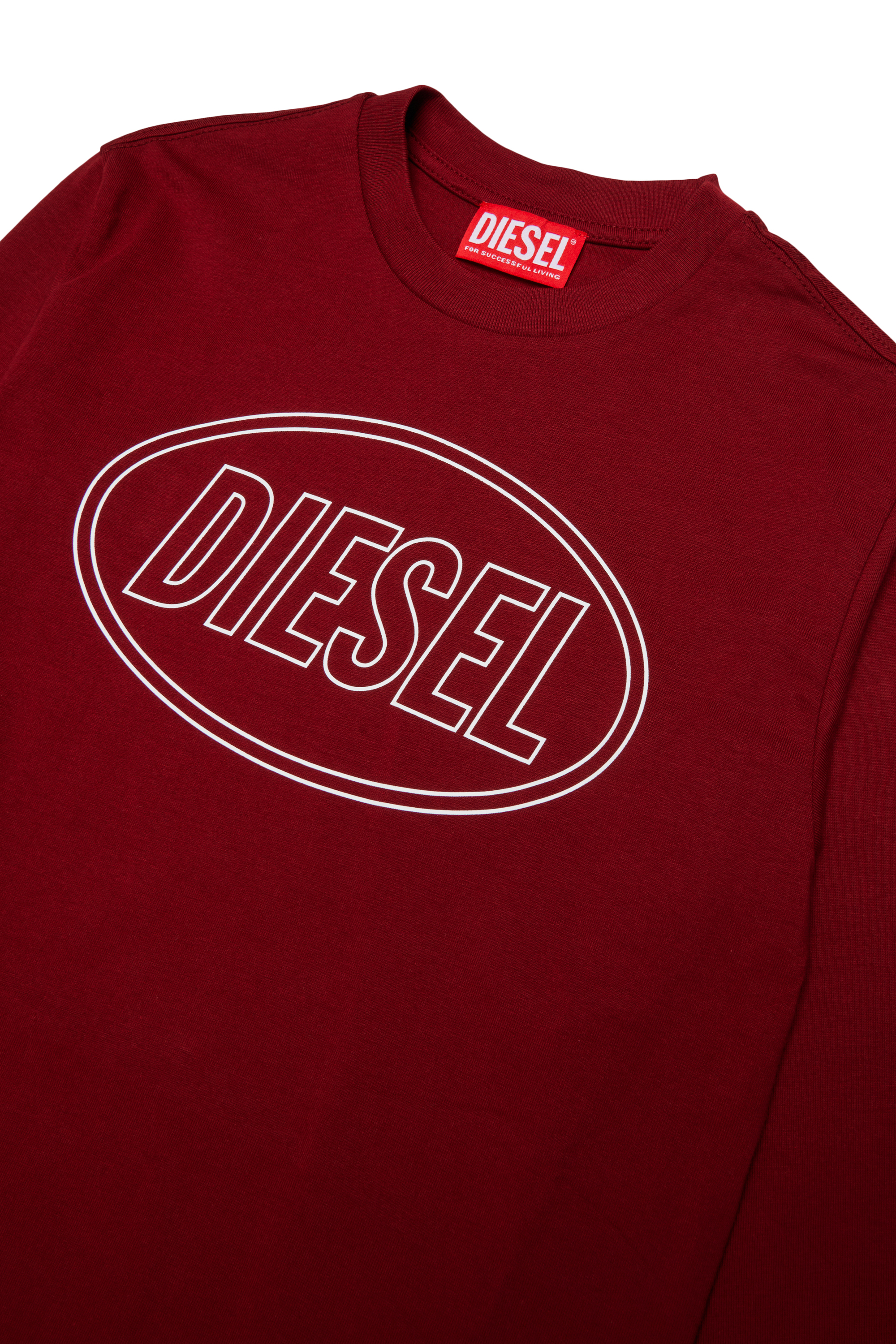 Diesel - TCIRCLELS OVER, T-shirt a manica lunga con logo Oval D Uomo in Rosso - 3