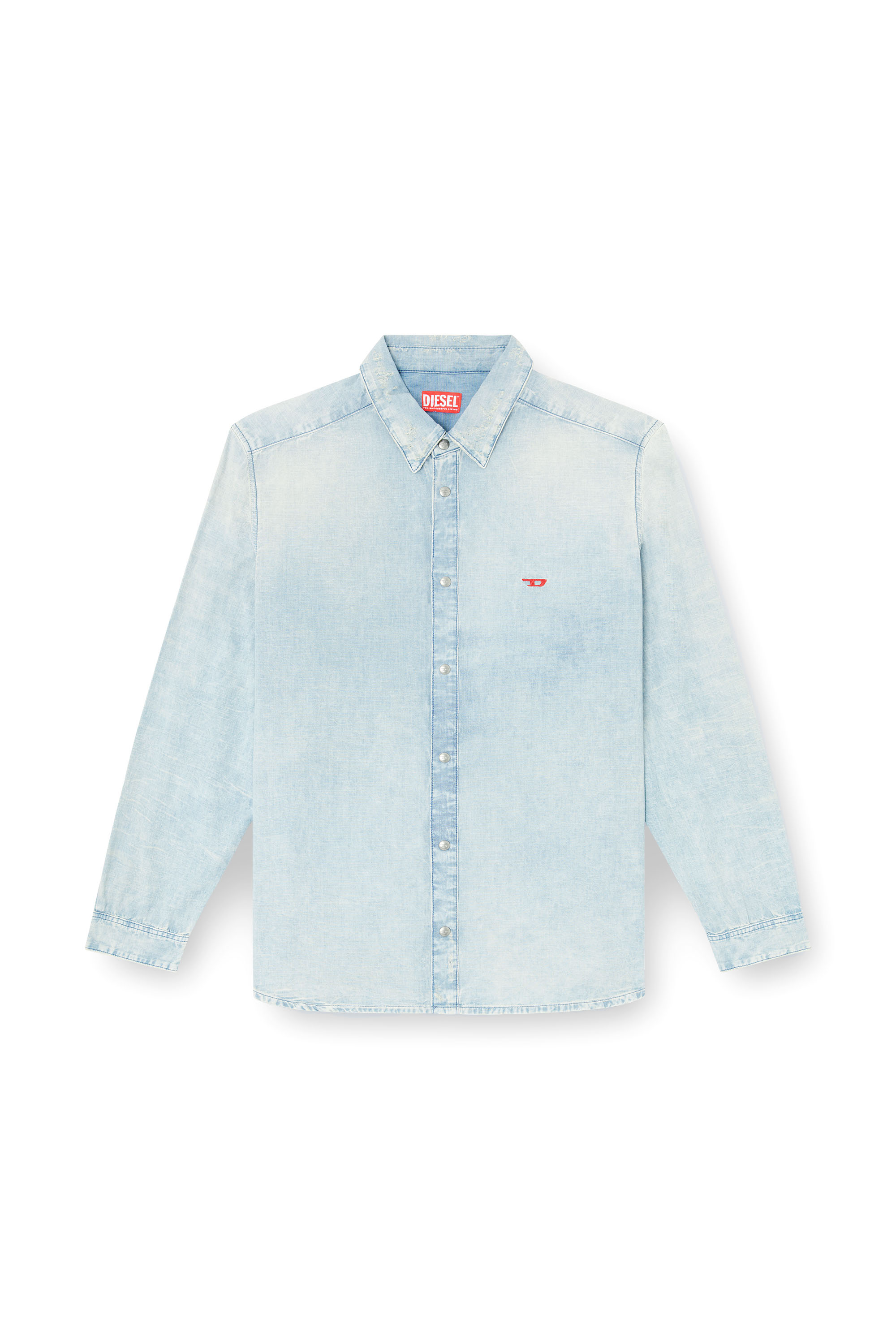 Diesel - D-SIMPLY, Chemise en denim effet blanchi Homme in Bleu - 3