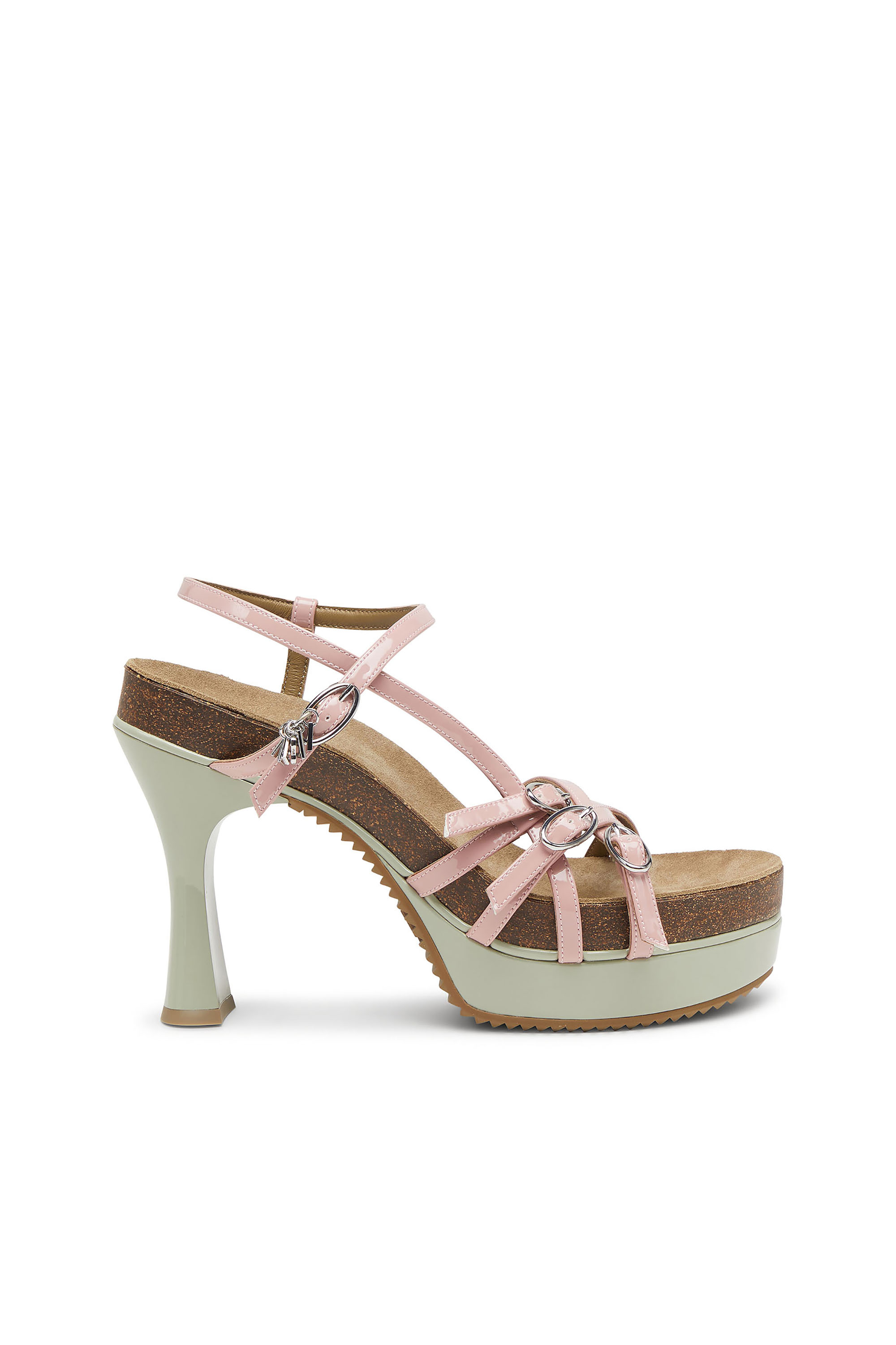 Diesel - D-WOODSTOCK 105 SANDAL, Sandales à plateforme D-Woodstock à brides en PU brillant Femme in Polychrome - 1