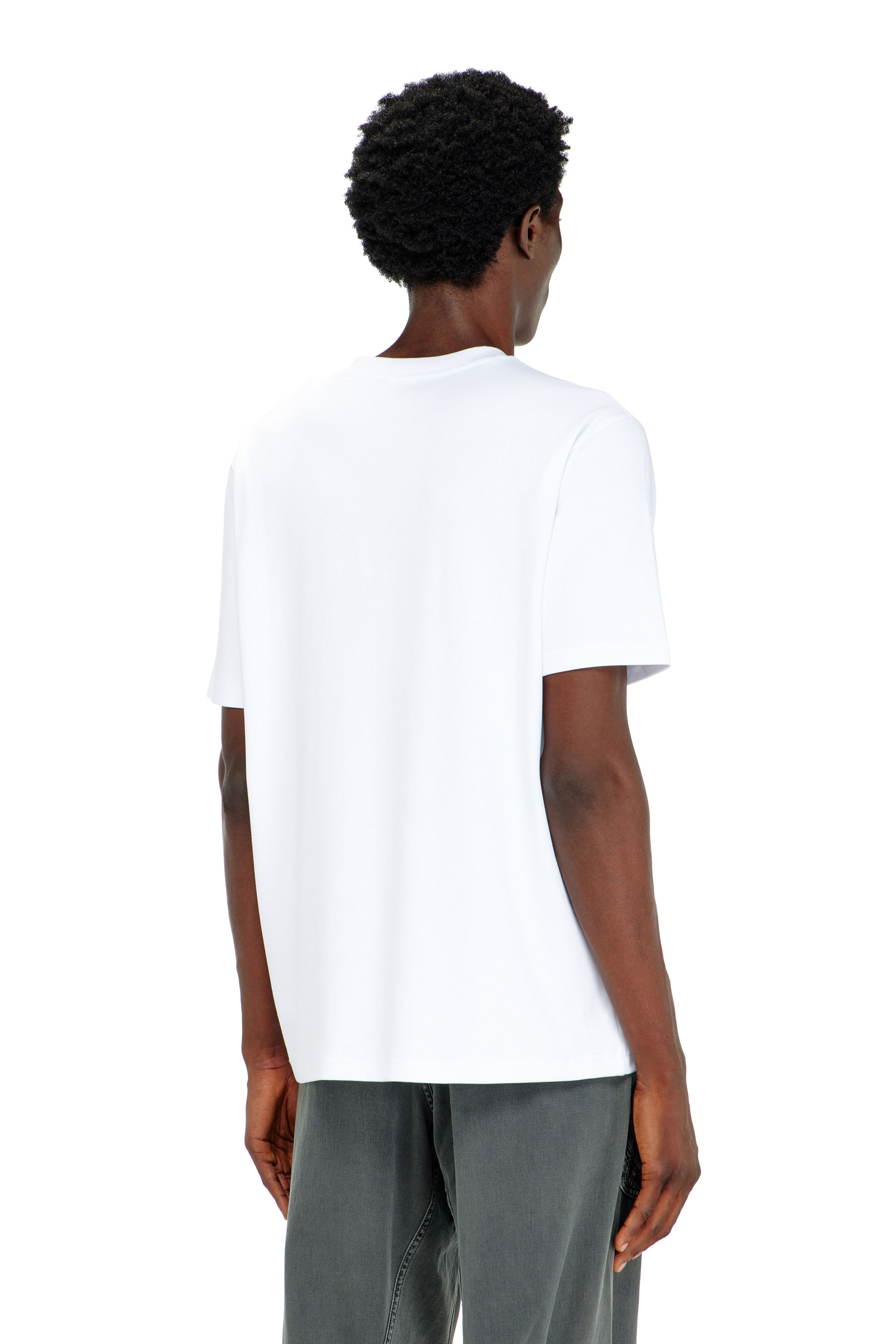 Diesel - T-ADJUST-AA2, Herren T-Shirt aus Baumwoll-Interlock mit Logo-Stickerei in Wei&szlig; - 4
