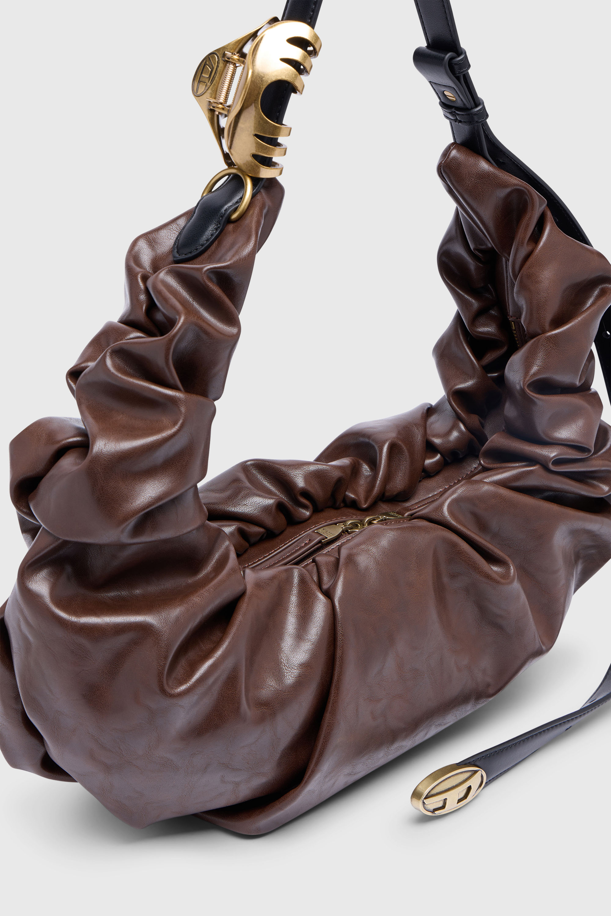 Diesel - GRAB-D HOBO L, Damen Grab-D-Gro&szlig;e zerknitterte Hobo-Tasche in Braun - 6