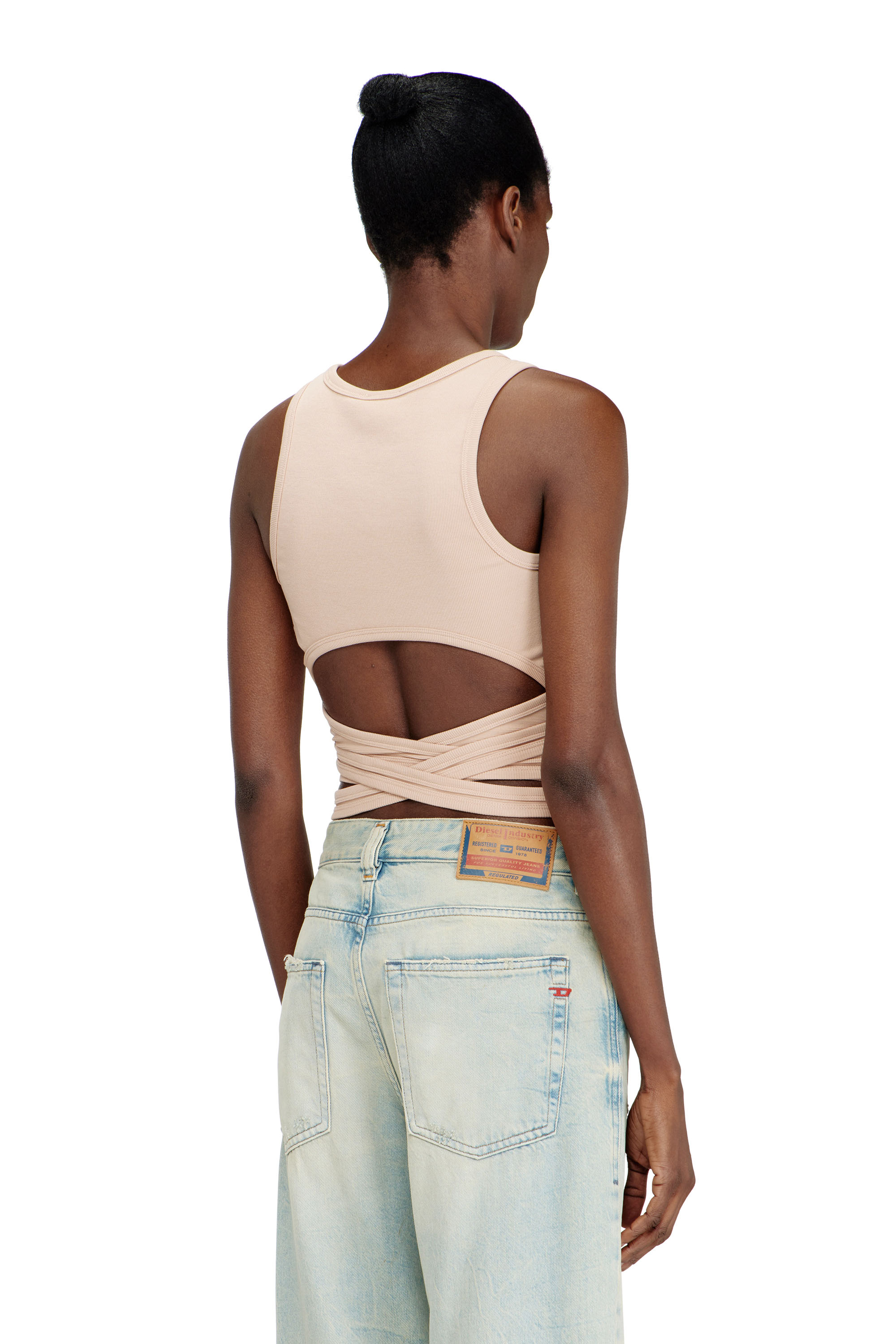 Diesel - T-ANKY-TAIL-S1, Crop top &agrave; design crois&eacute; Femme in Rose - 3