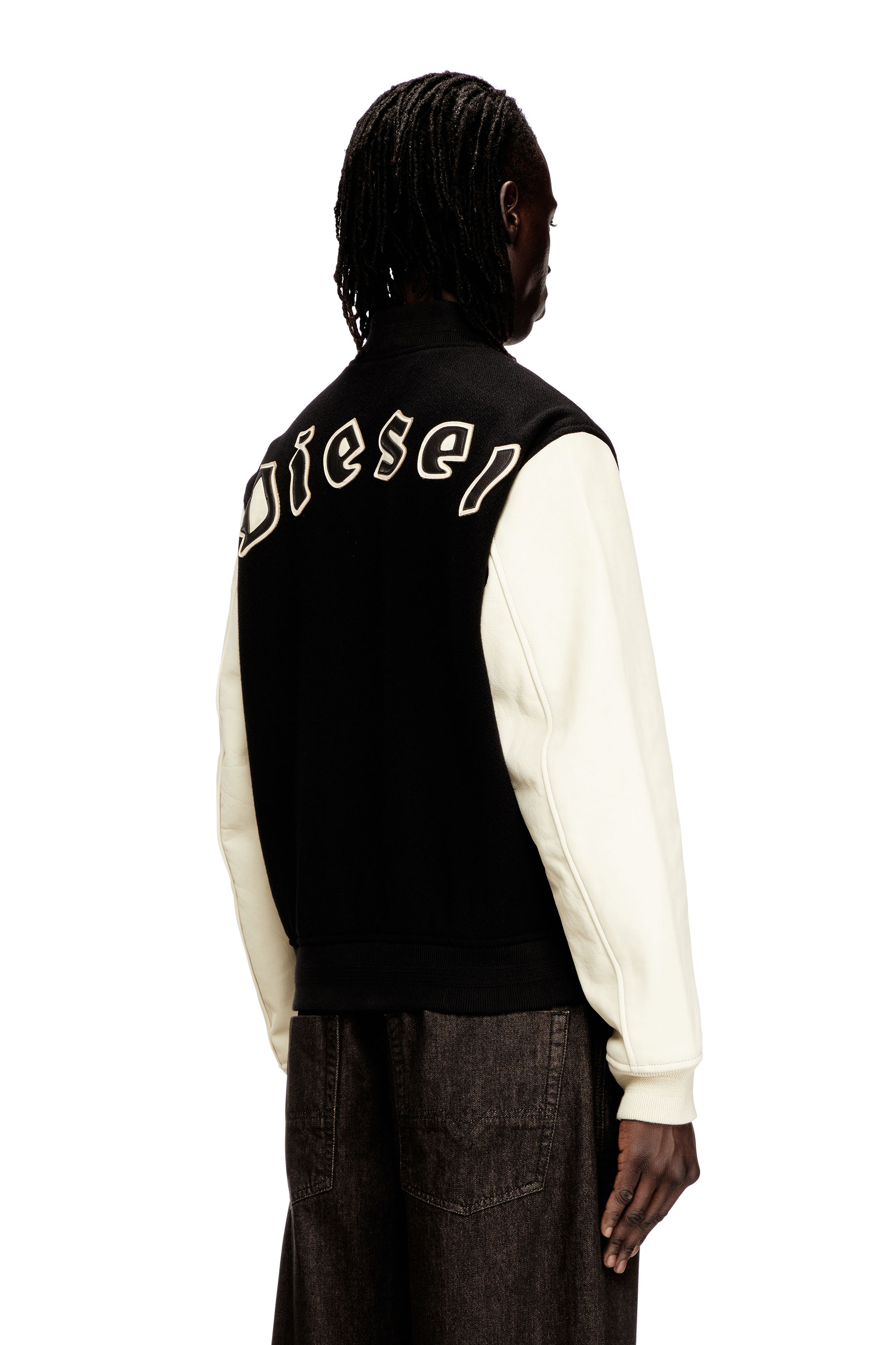 Diesel - L-ARRY-WRD, Giacca bomber in misto lana e pelle Uomo in ToBeDefined - 4