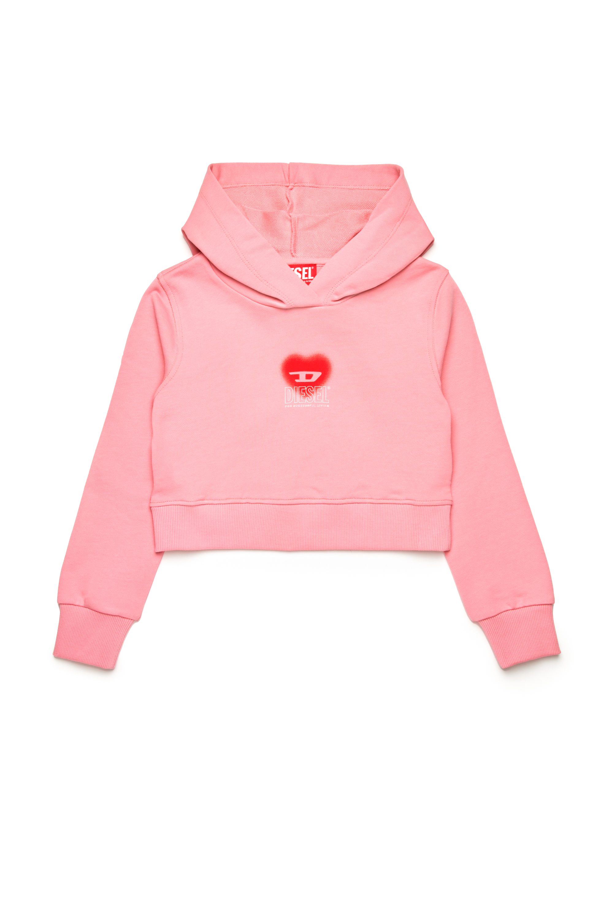 Diesel - SCUOREHOOD, Damen Kurzer Kapuzenpullover mit Herz-Logo in Rosa - 1