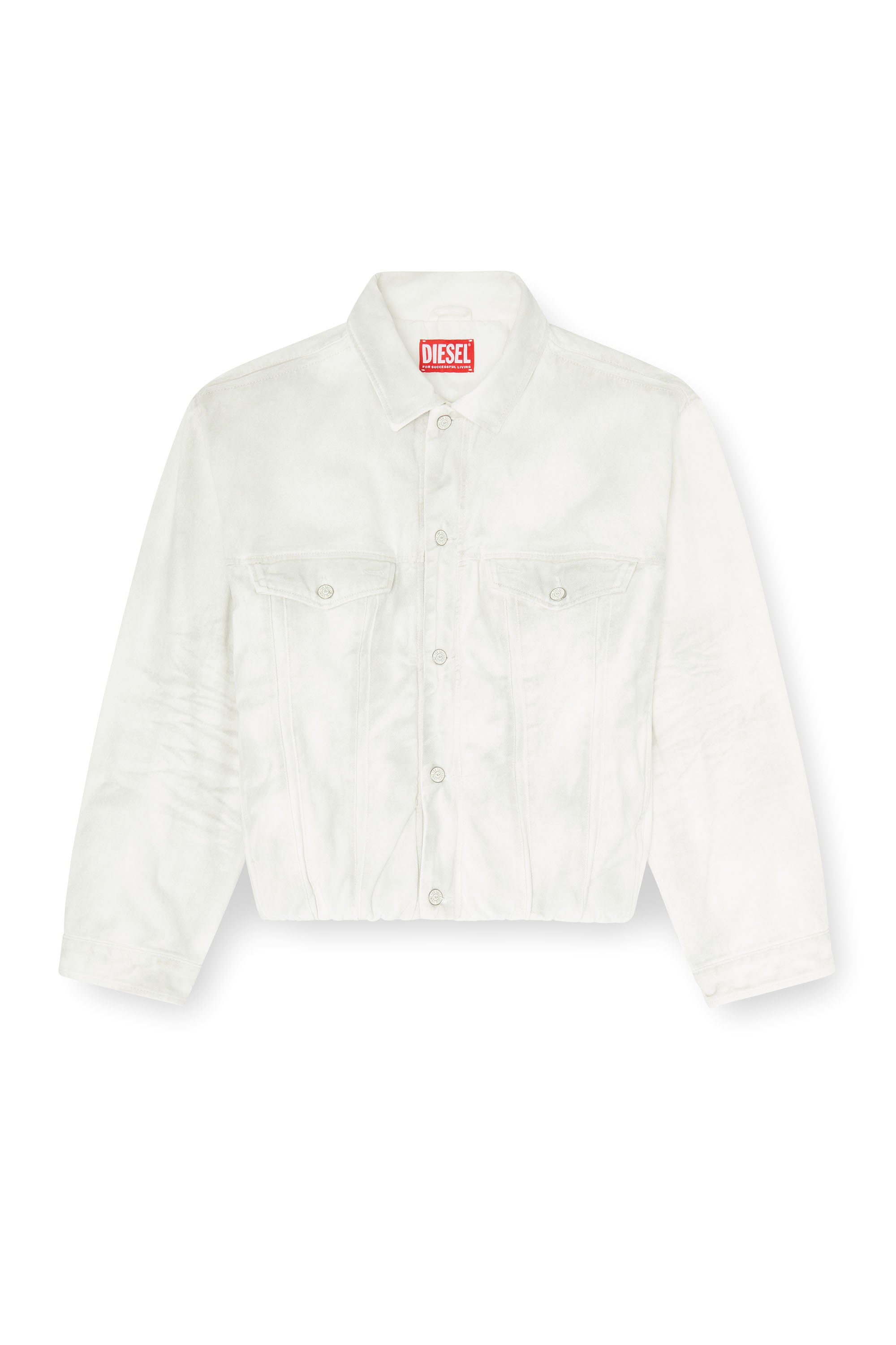Diesel - D-MORVI-FSJ1, Giacca trucker elasticizzata in denim Uomo in Bianco - 4
