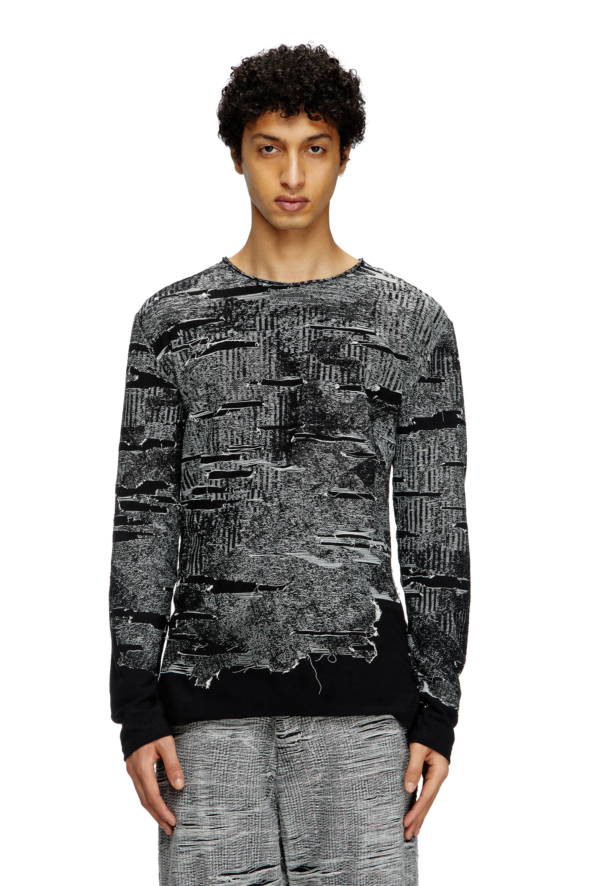 Diesel - K-CADMO, Maglia con effetto distressed Uomo in Nero - 1