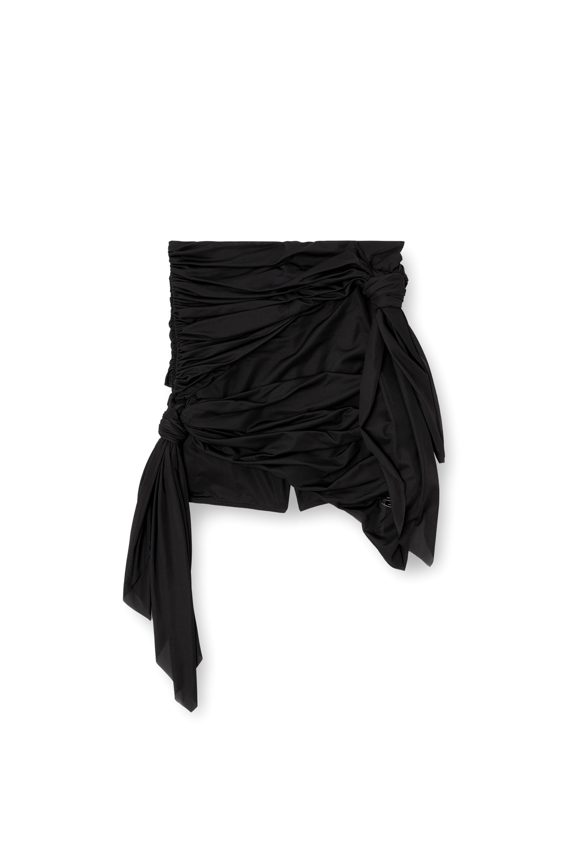 Diesel - O-RUELLIA-PLAIN, Damen Bandana-Minirock aus drapiertem Jersey in Schwarz - 3