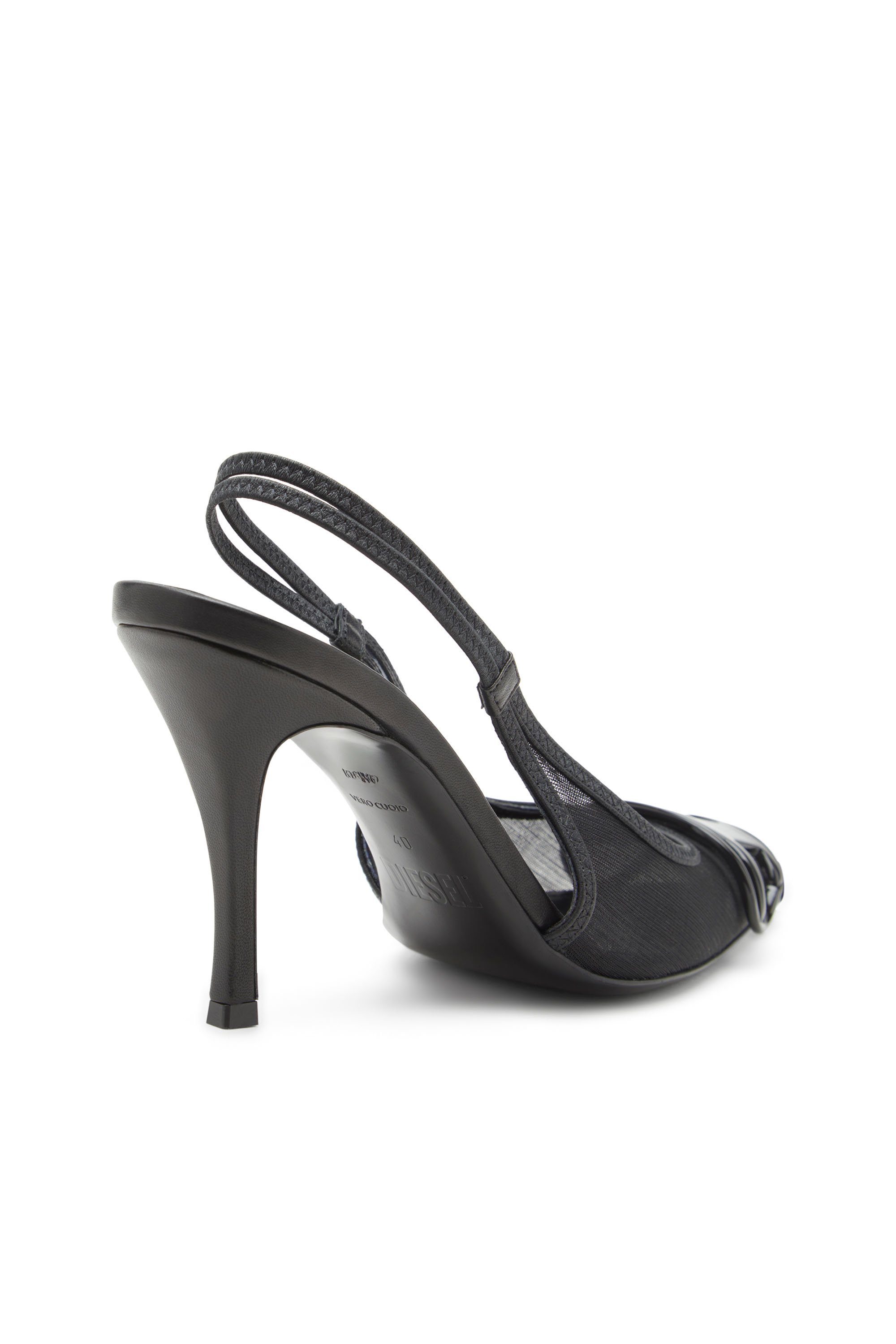 Diesel - D-VENUS SB, Damen D-Venus-Slingback-Pumps aus lederbesetztem Mesh in Schwarz - 6