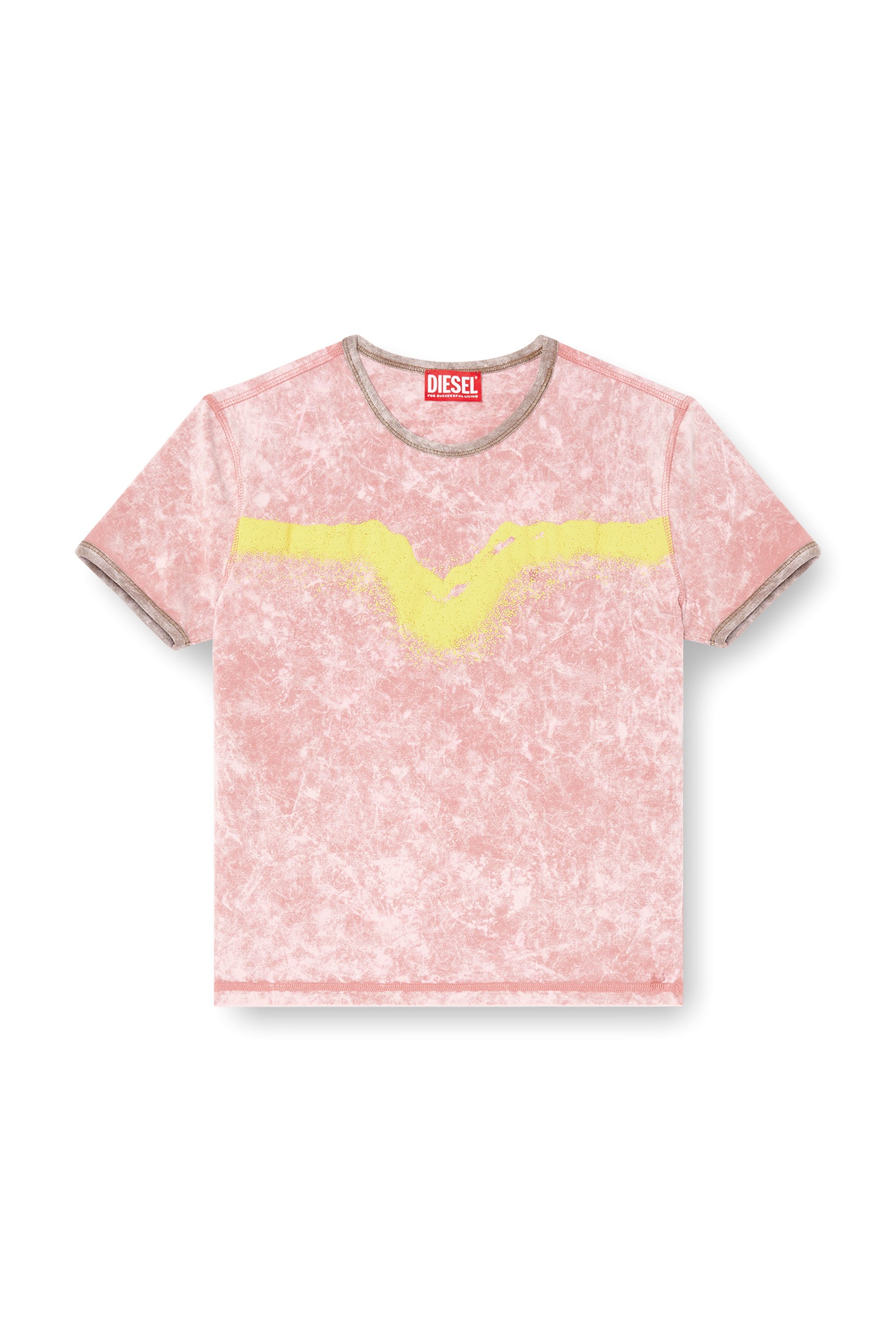 Diesel - T-UNCUTIE-LONG-Q3, T-shirt slim fit avec imprimé bouffant Oval D Femme in Rose - 3