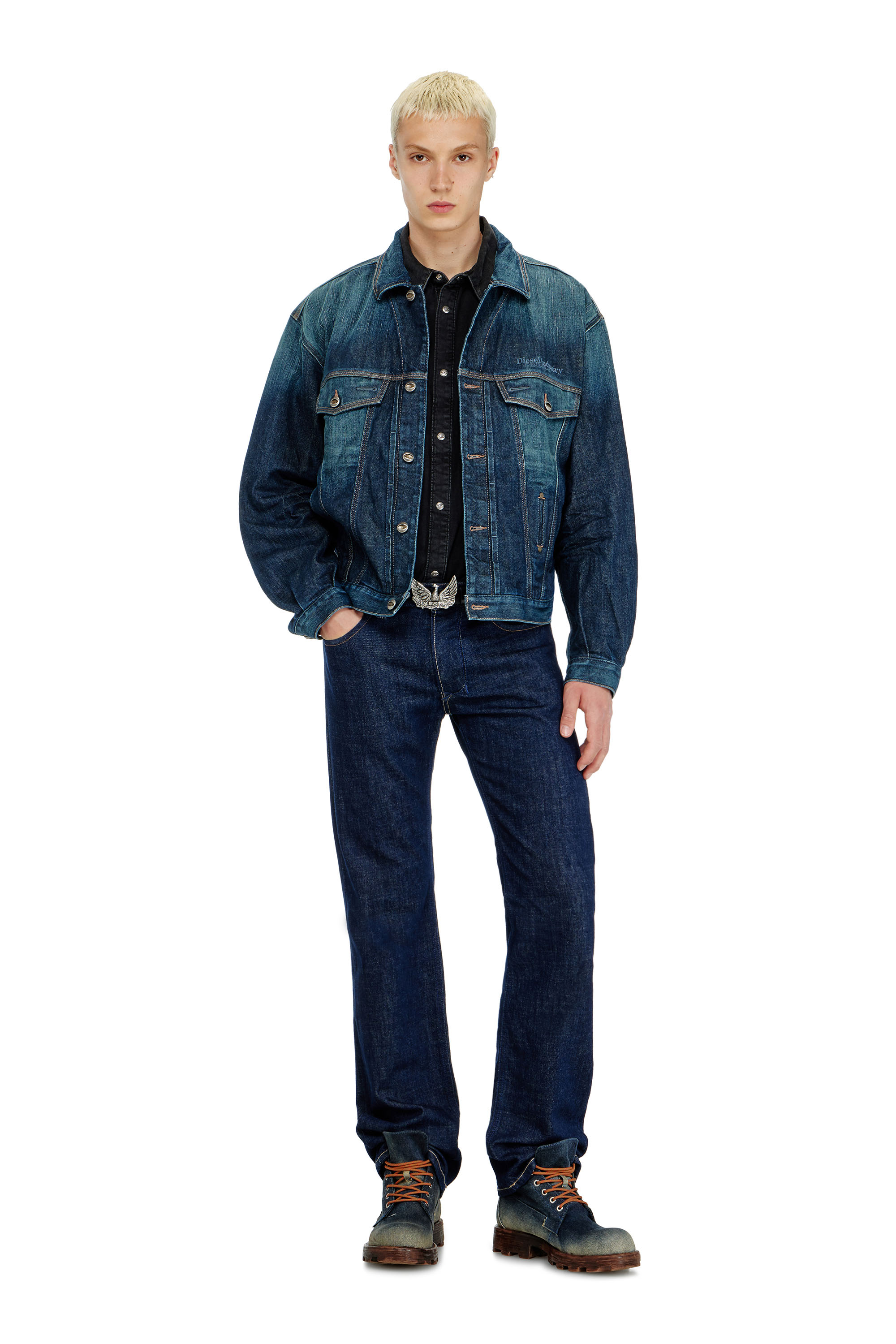 Diesel - D-DENVER-CL, Unisex Trucker-Jacke aus selvedge denim in Dunkelblau - 1