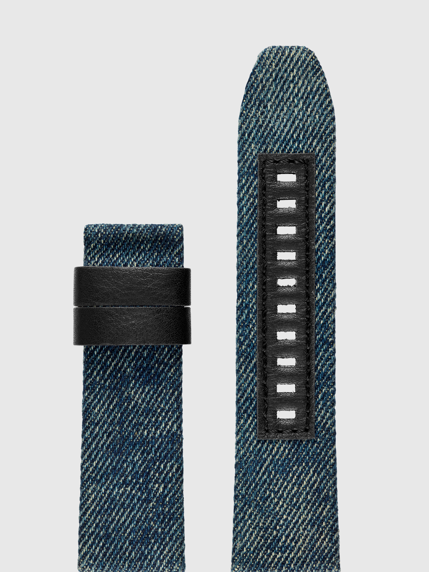 Diesel - DZT0001, Herren Zweiteiliges Armband aus Denim und schwarzem Leder in Jeansblau - 1