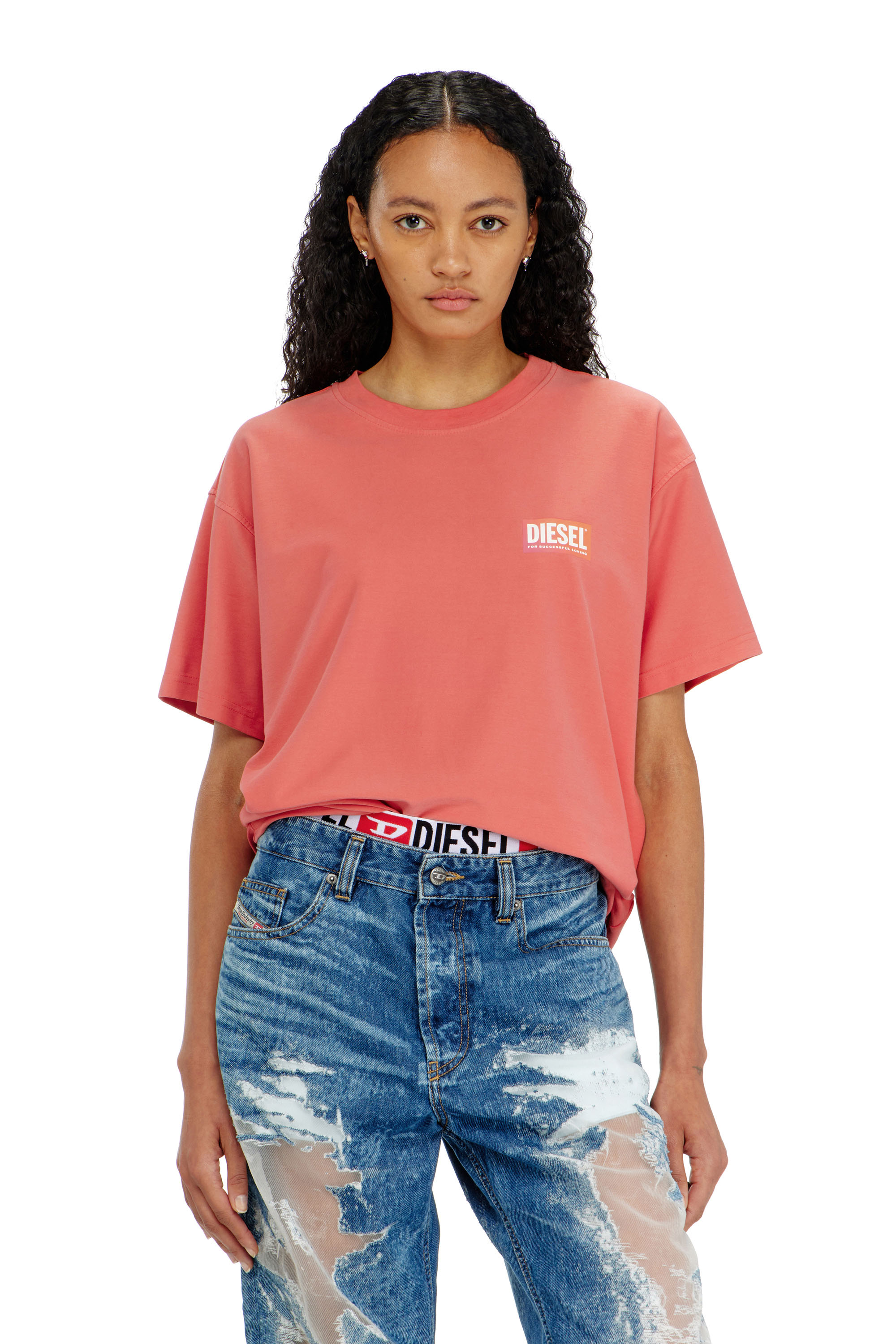 Diesel - PR-T-NORM-CHITIND-R, T-shirt con logo posteriore trasparente Unisex in Rosso - 1