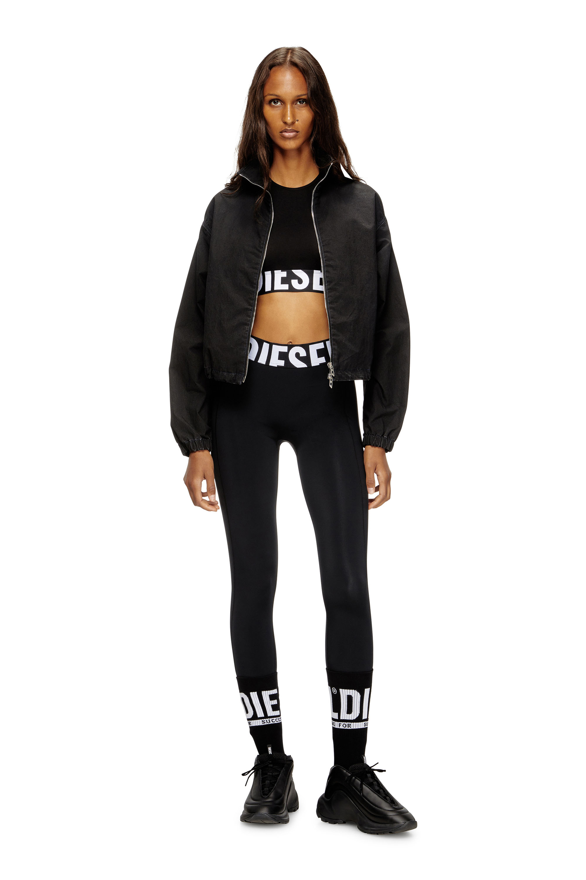 Diesel - ADA-D-POP, D&eacute;bardeur crop avec logo d&eacute;coup&eacute; Femme in Noir - 4