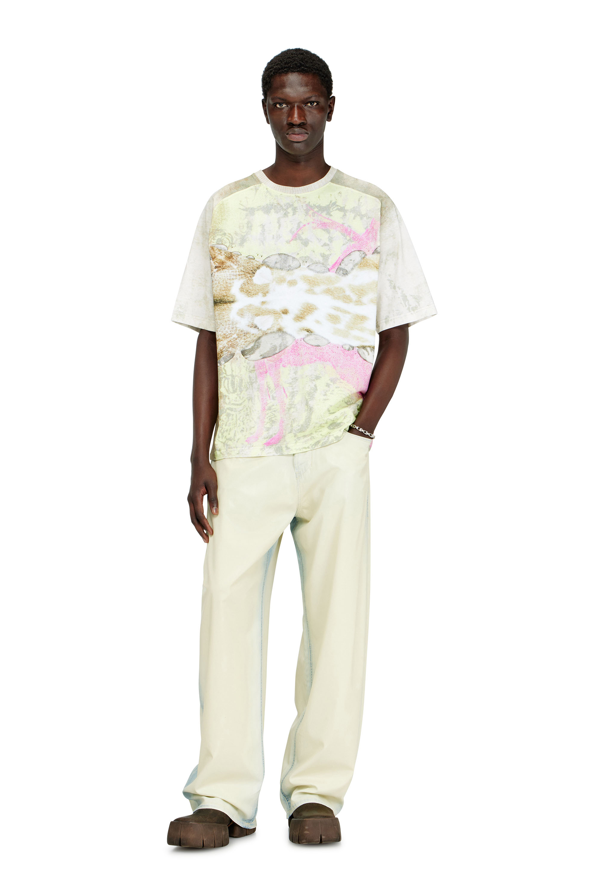 Diesel - T-CLINT, T-shirt con stampa animale Uomo in Grigio - 2