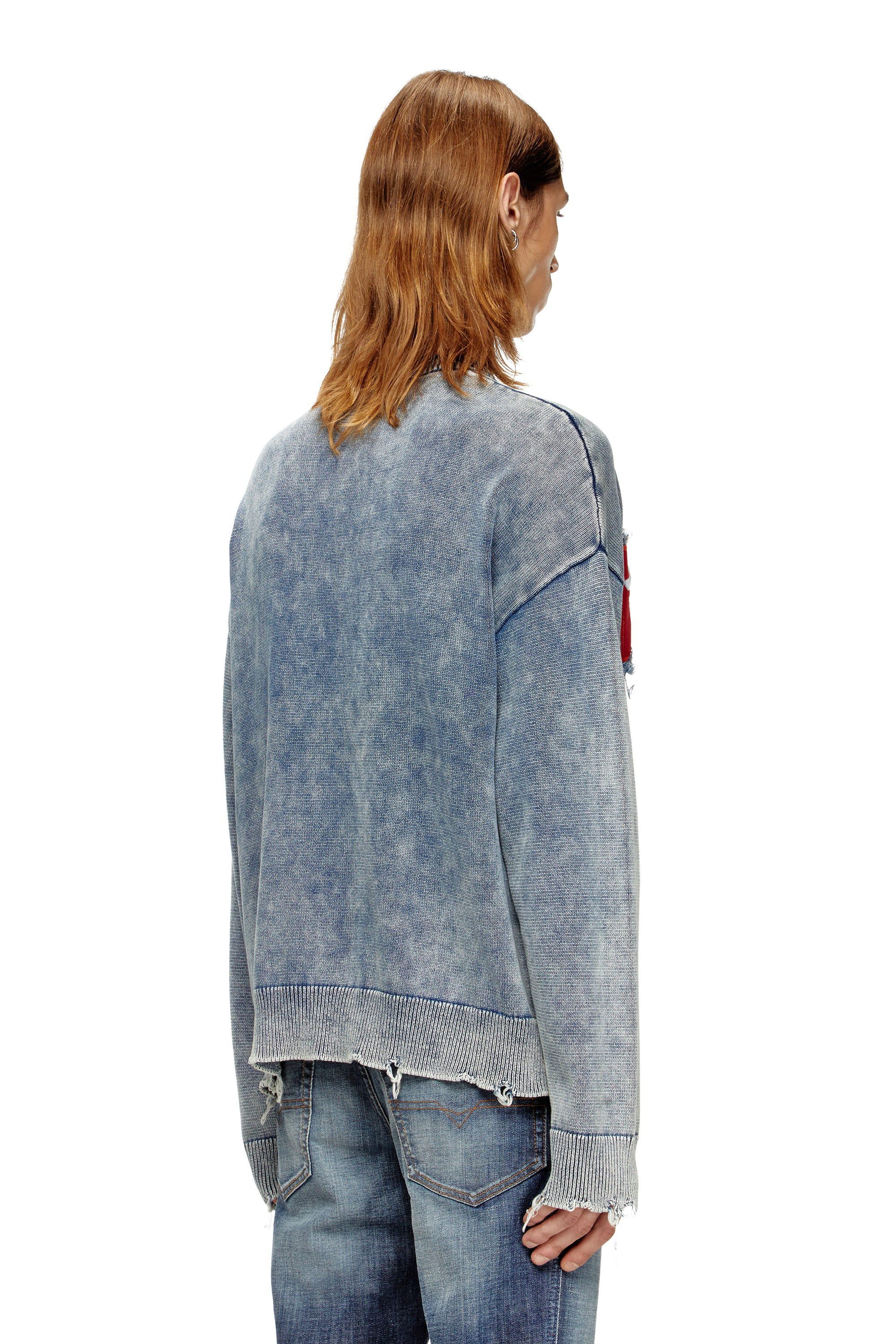 Diesel - K-FRONZI, Maglia in cotone con patch in denim del logo Uomo in Blu - 4