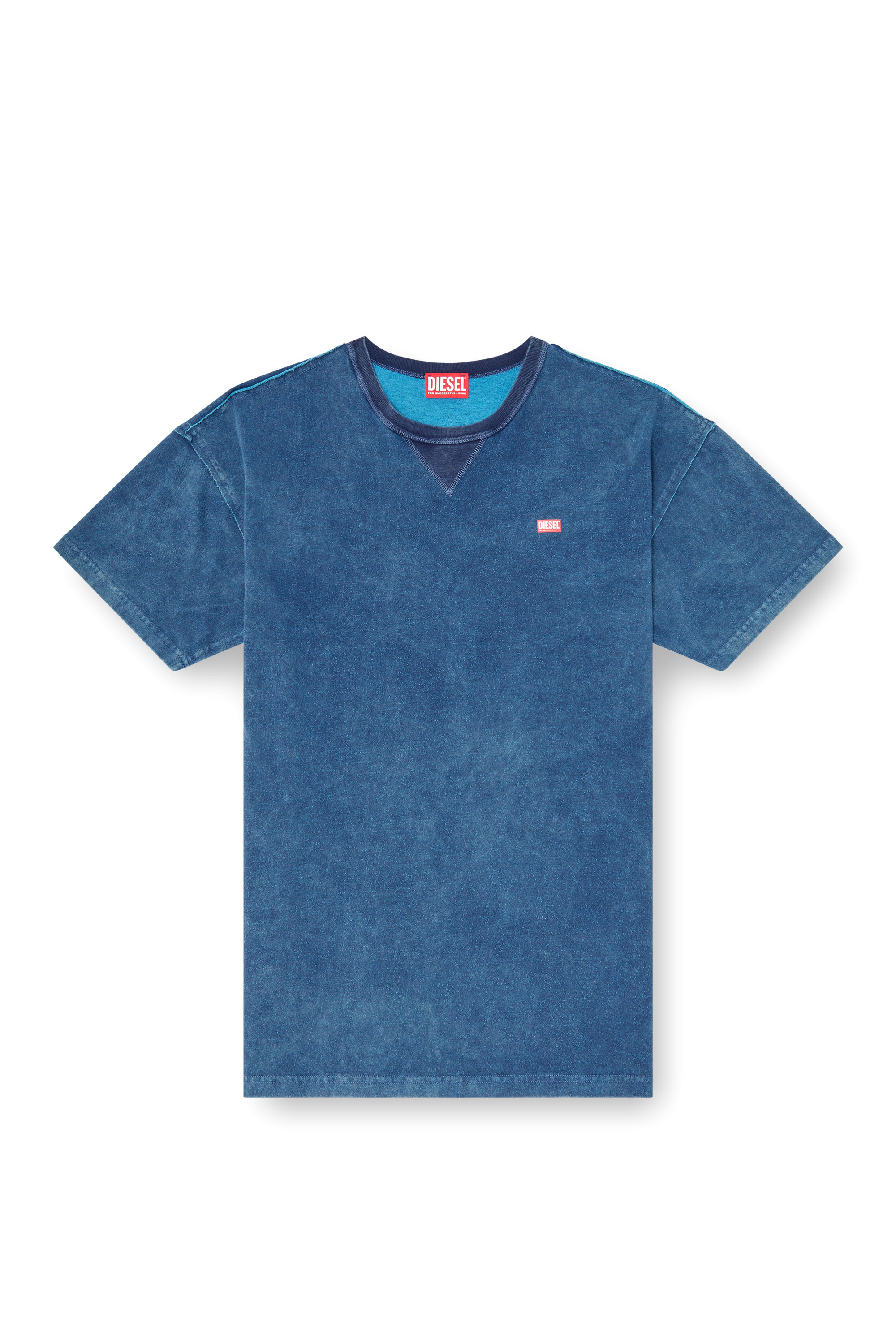 Diesel - T-NORM-RAW, T-shirt acid wash avec d&eacute;tails effiloch&eacute;s Homme in Bleu - 3