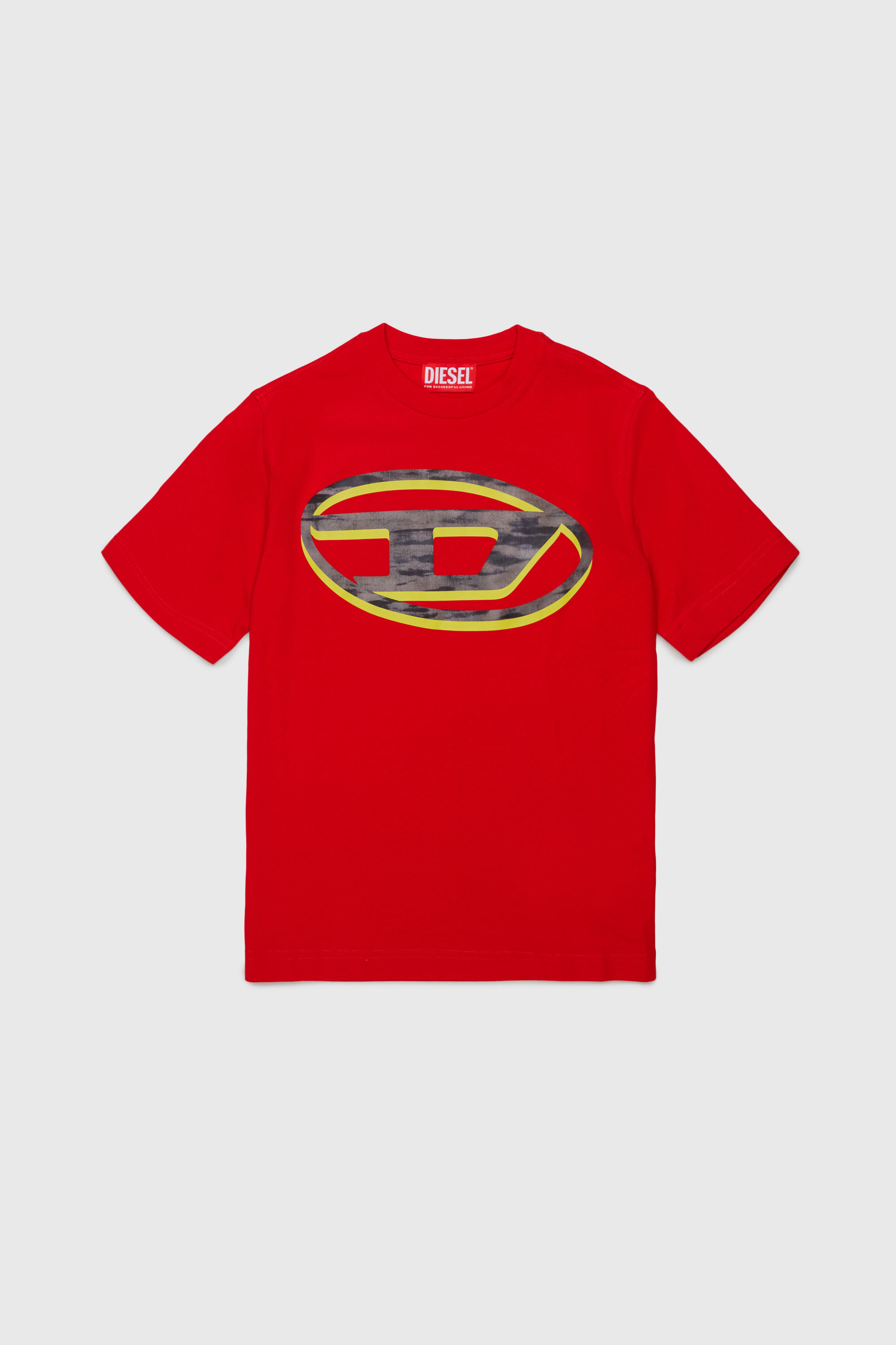 Diesel - TVEL OVER, T-shirt avec imprim&eacute; Oval D bicolore Homme in Rouge - 1