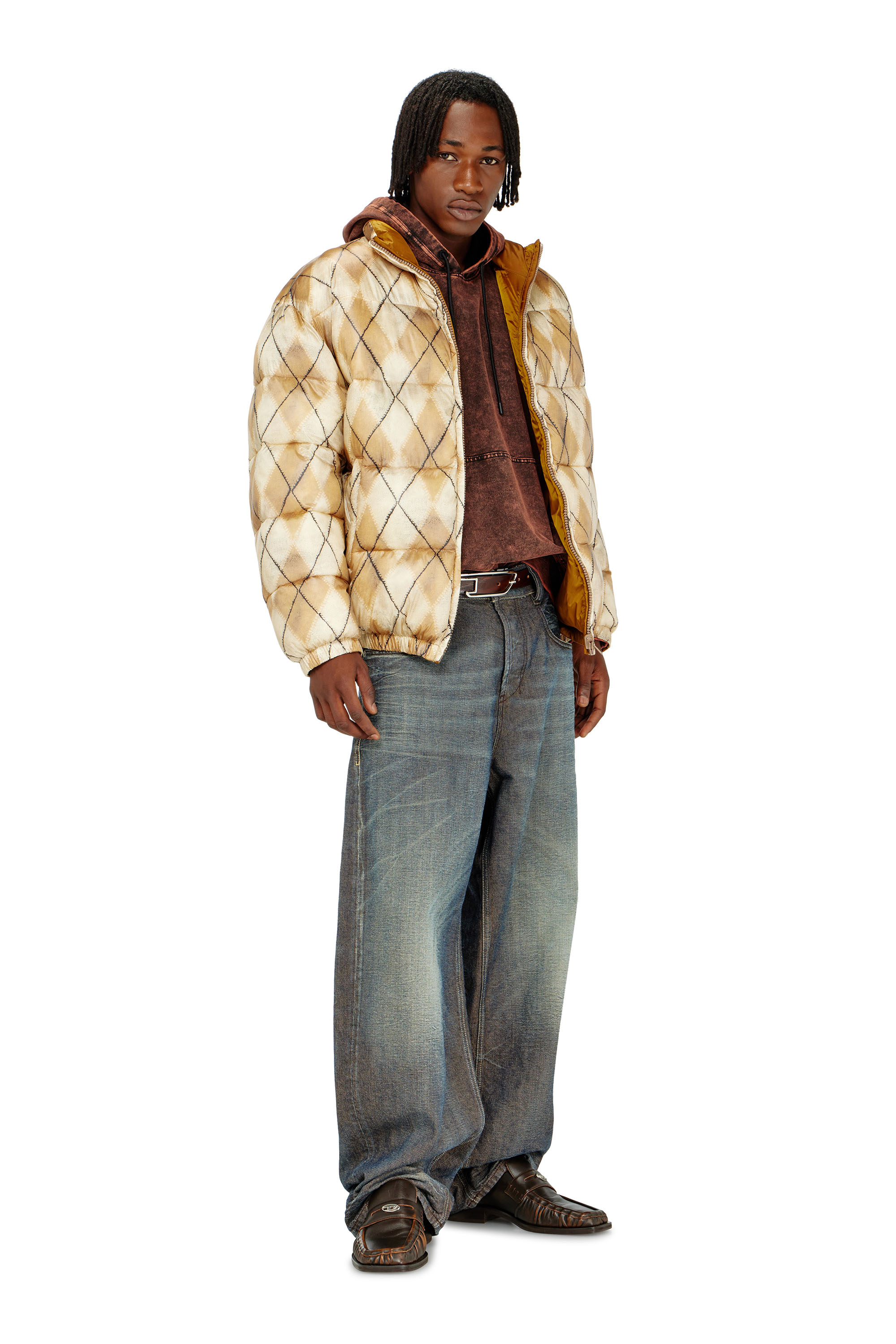 Diesel - S-BOXT-HOOD-TUK, Sweat &agrave; capuche effet denim trait&eacute; Homme in Marron - 2