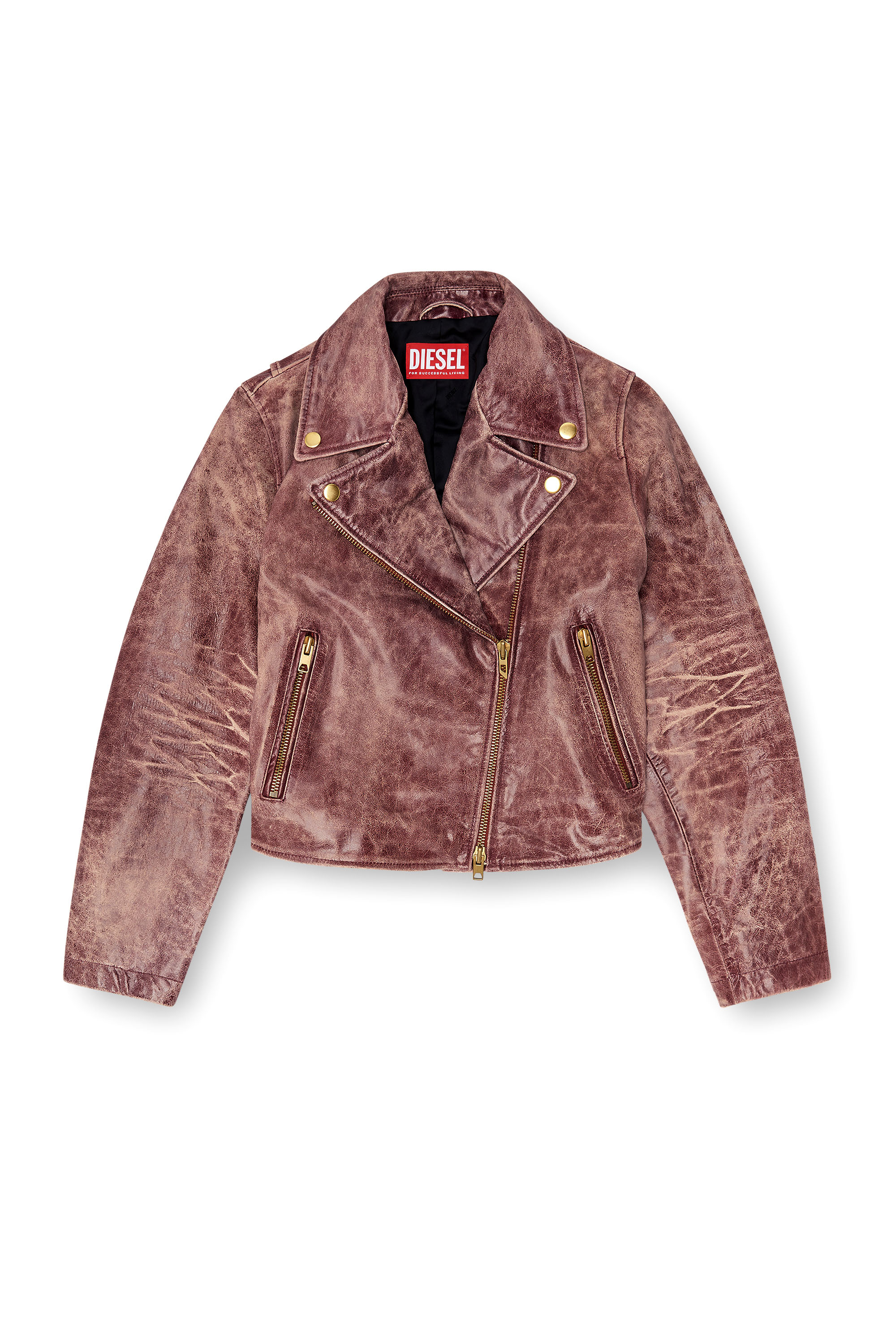 Diesel - L-UNATIC-T1, Damen Biker-Jacke aus behandeltem Leder in null - 2