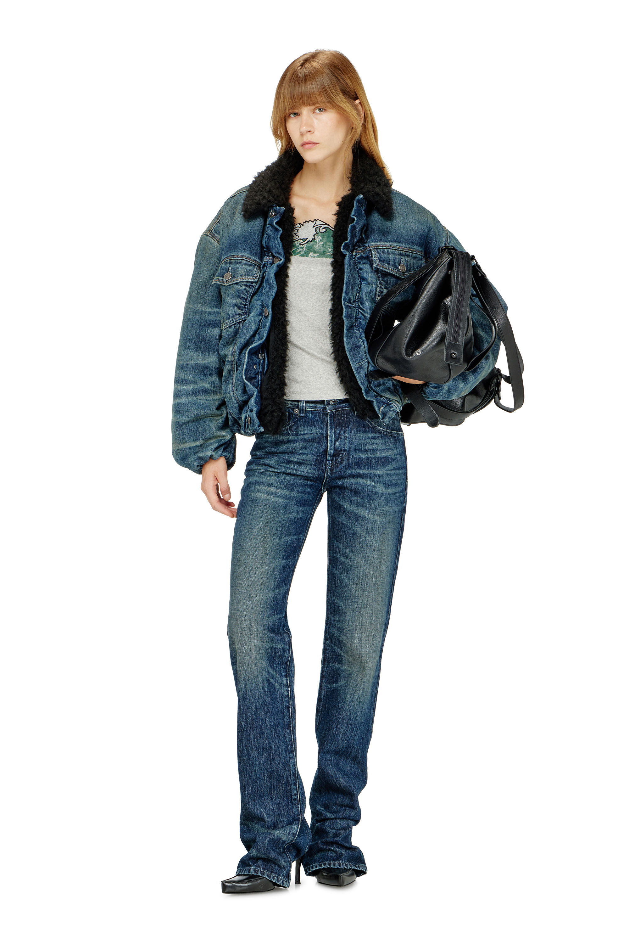 Diesel - T-EDNA, Damen Geripptes Camisole mit floraler Konturstickerei in null - 1