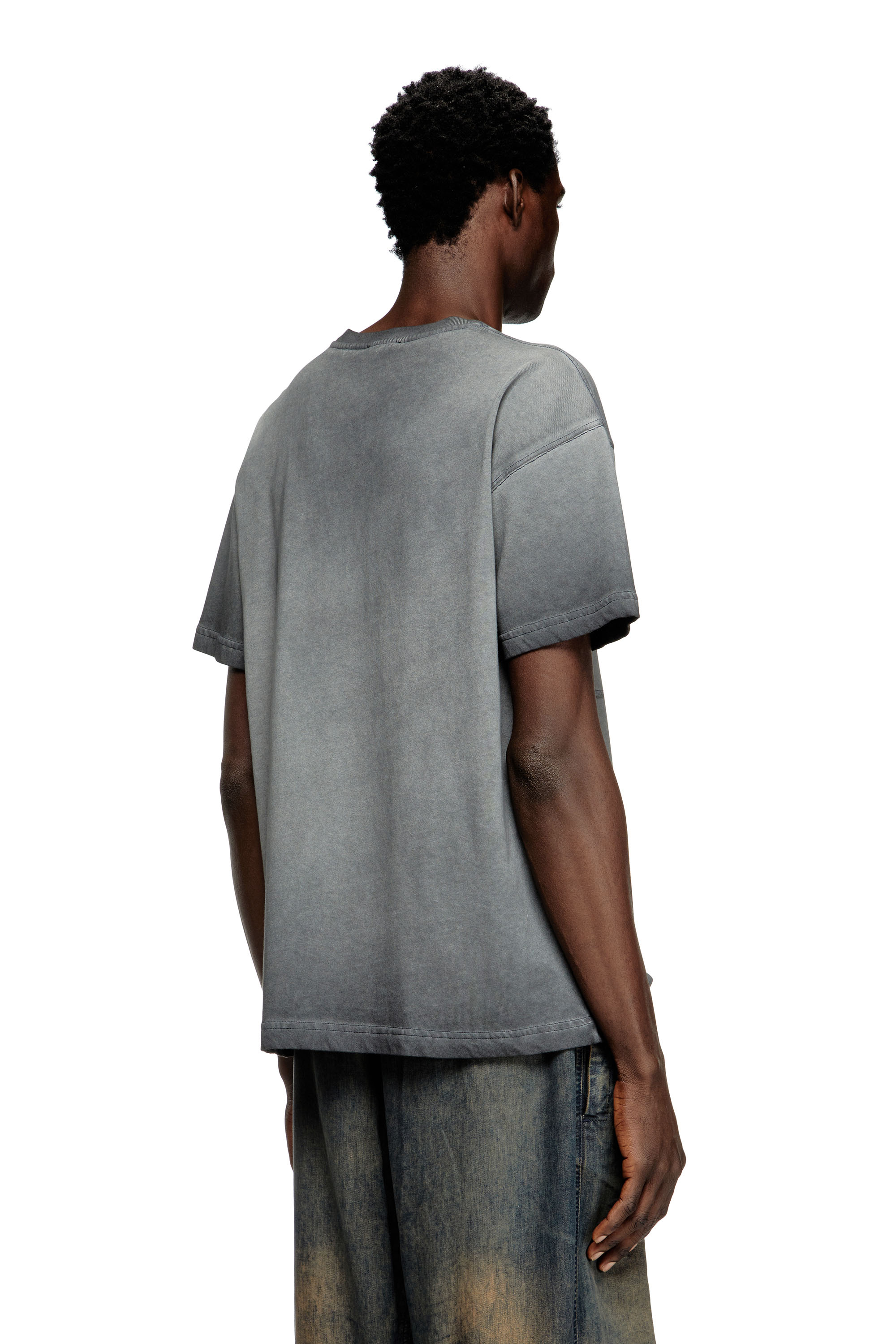 Diesel - T-NORM-T9, T-shirt con fenice dévoré Uomo in Grigio - 4