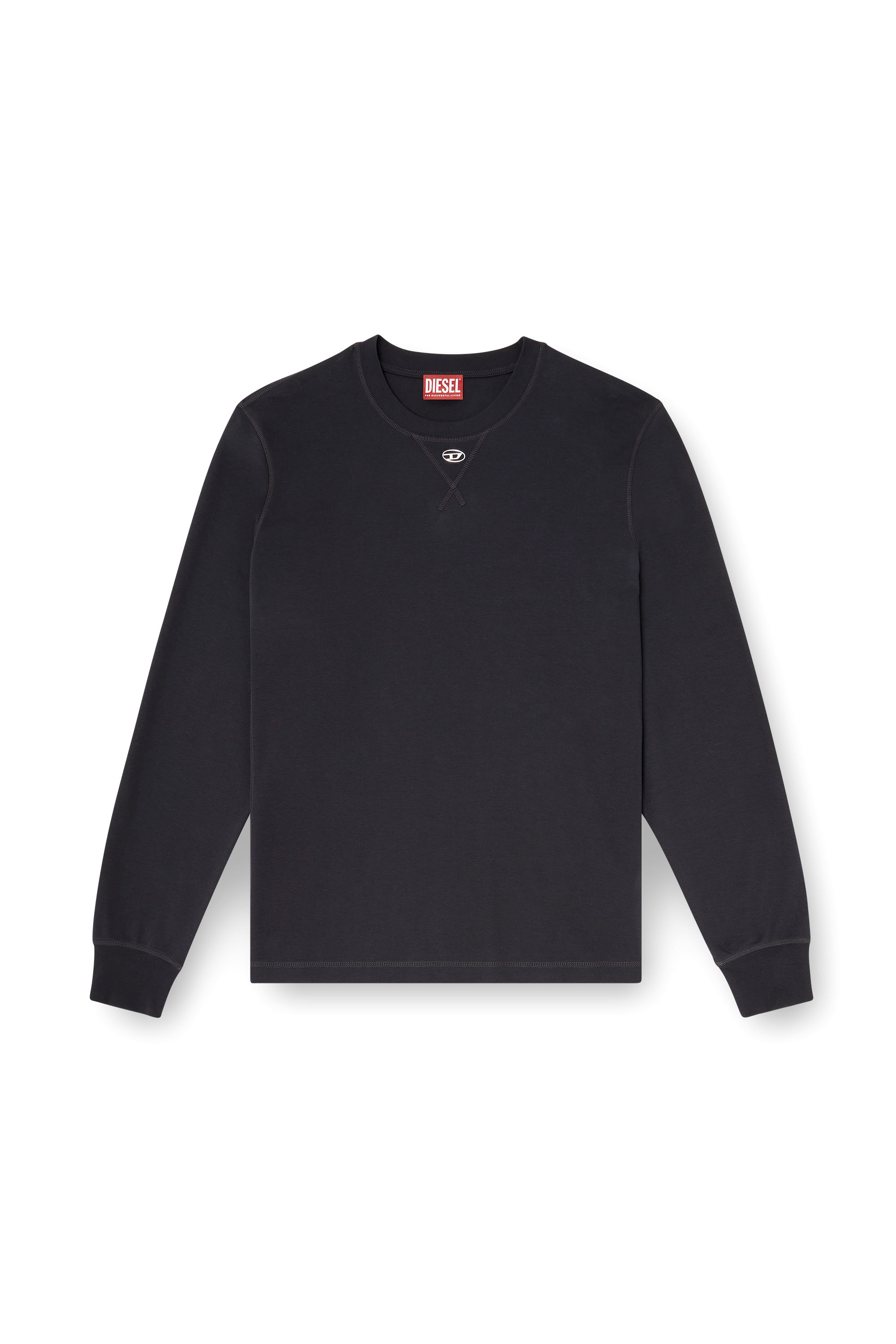 Diesel - T-MADJUST-LS-TR, Maglietta a maniche lunghe in cotone con Oval D Uomo in Grigio - 2