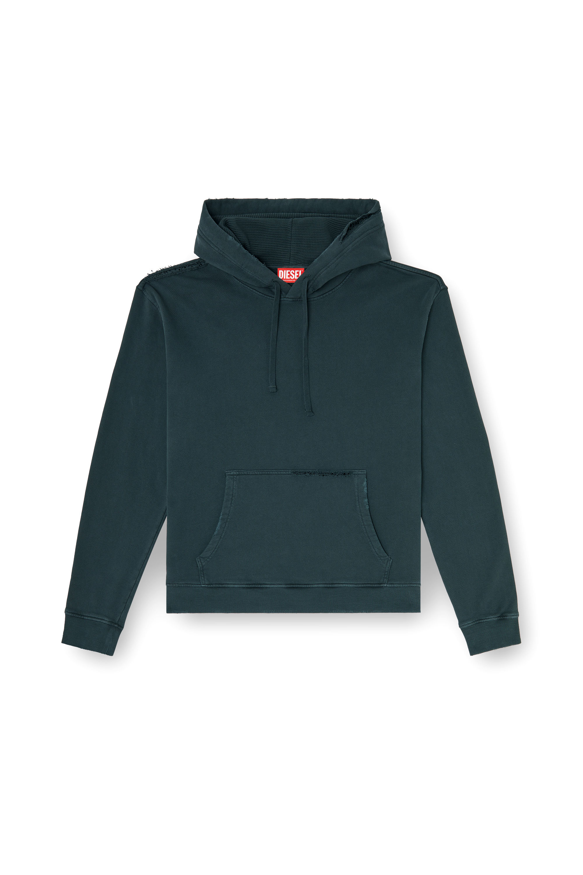 Diesel - S-NORM-HOOD-CRYSTALS, Sweat &agrave; capuche avec d&eacute;chirures et d&eacute;tails en cristal Homme in Vert - 2