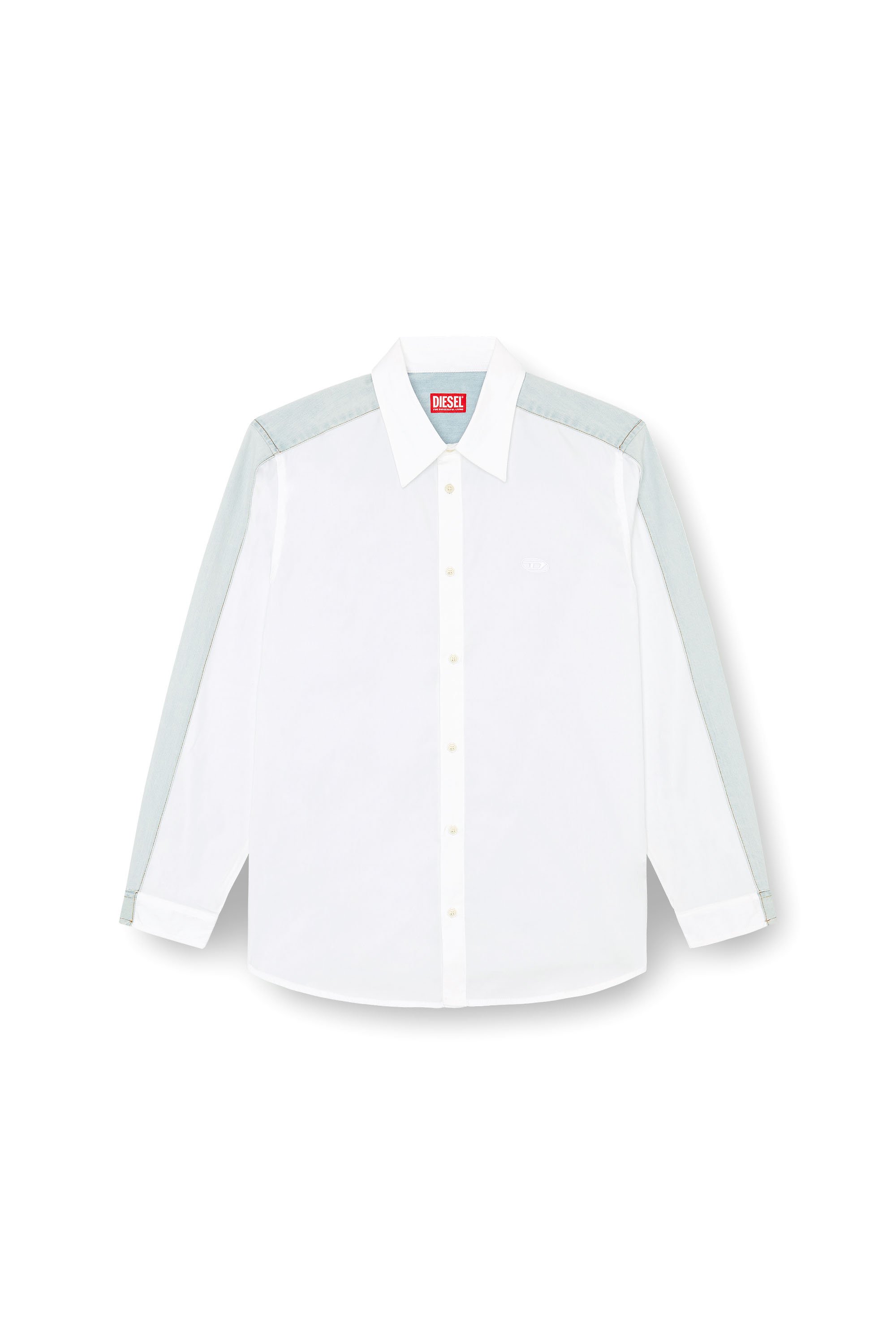 Diesel - S-SIMPLY-DNM, Man Shirt in cotton poplin and denim in Multicolor - Image 3