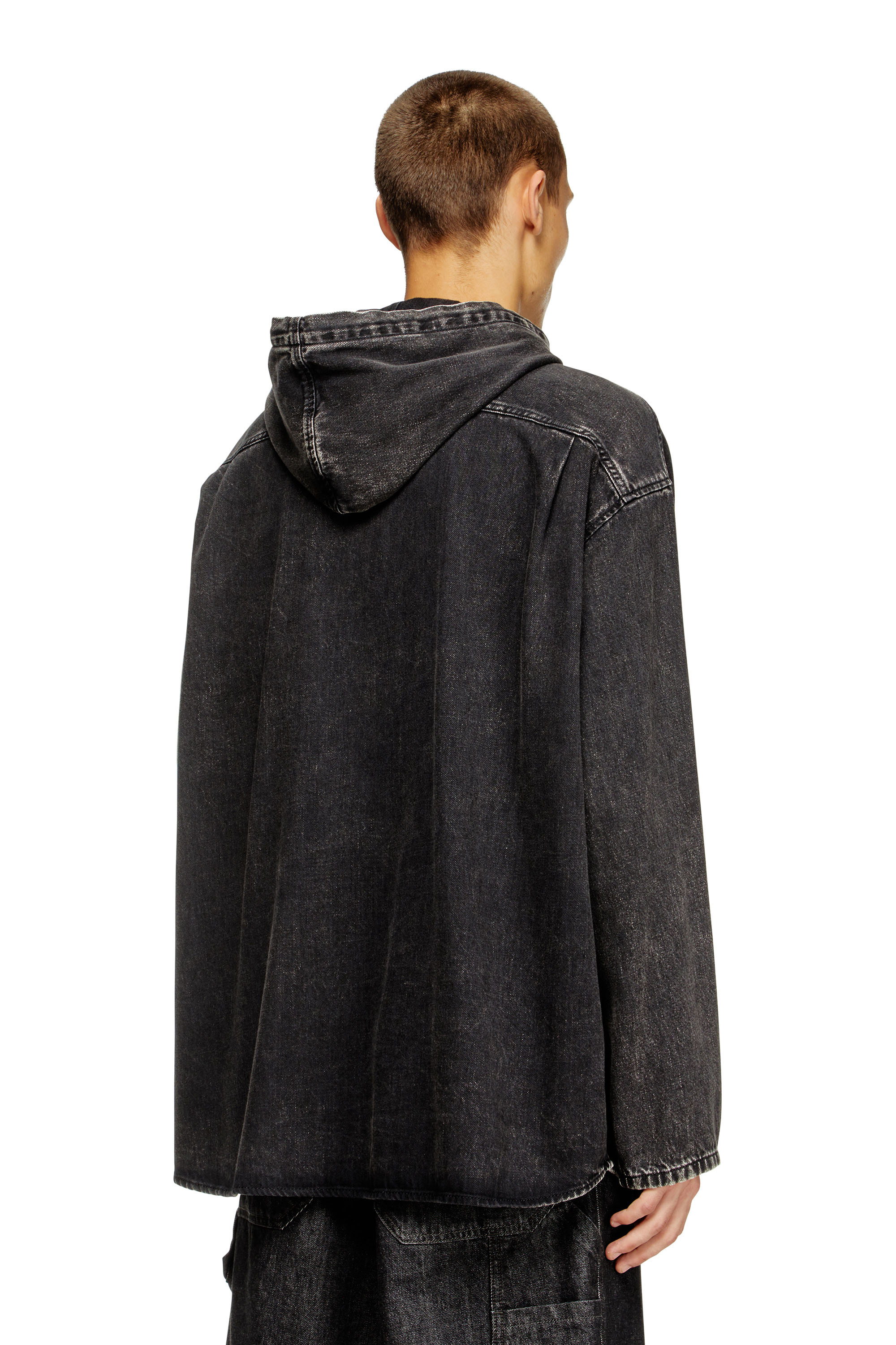 Diesel - D-DEWNY-HOOD, Camicia ibrida in denim Tencel Uomo in Nero - 4