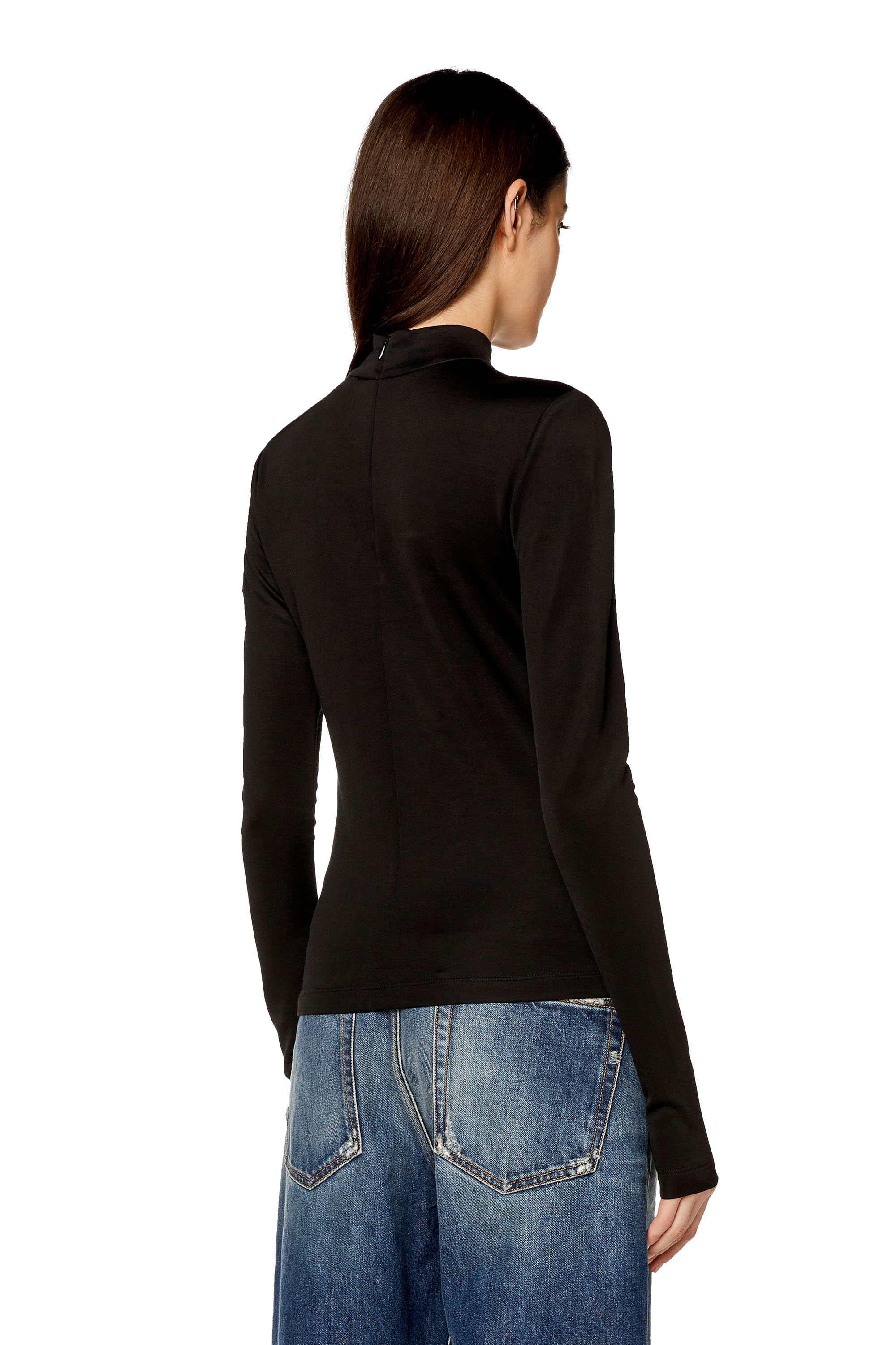 Diesel - T-ASTRA-OD, Top a lupetto in interlock stretch Donna in Nero - 4
