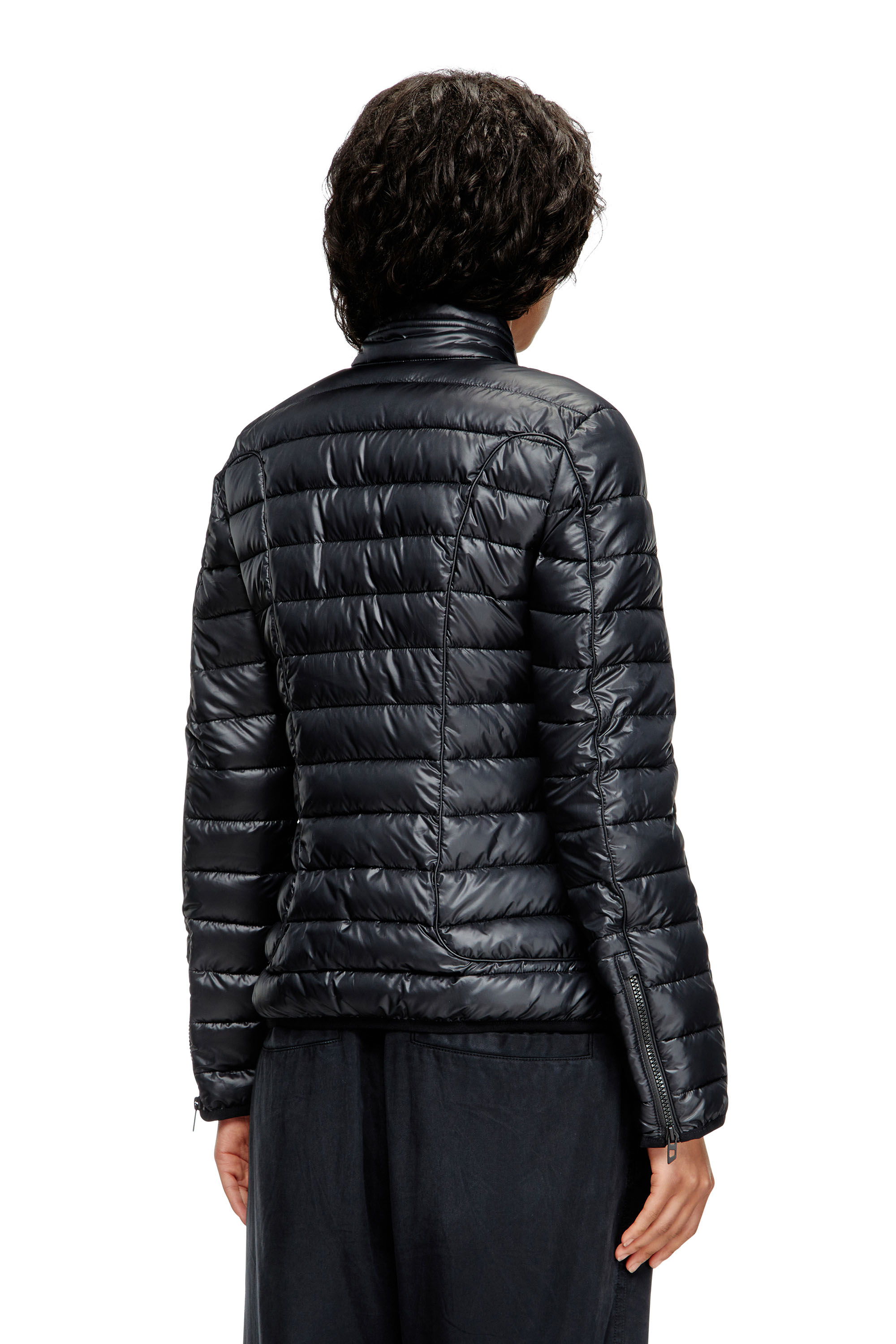 Diesel - W-PILOT-FEM, Woman's Puffer jacket with biker details in Black - 4