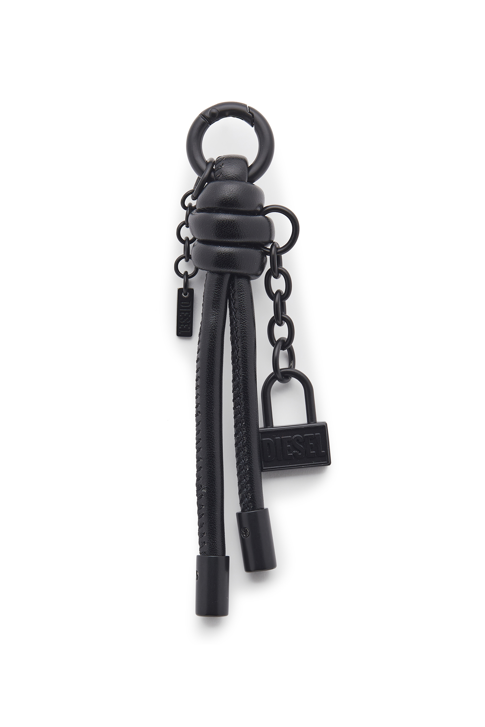 Diesel - CHARM-LOCK II, Portachiavi in metallo con dettaglio lucchetto Diesel Uomo in Nero - 1