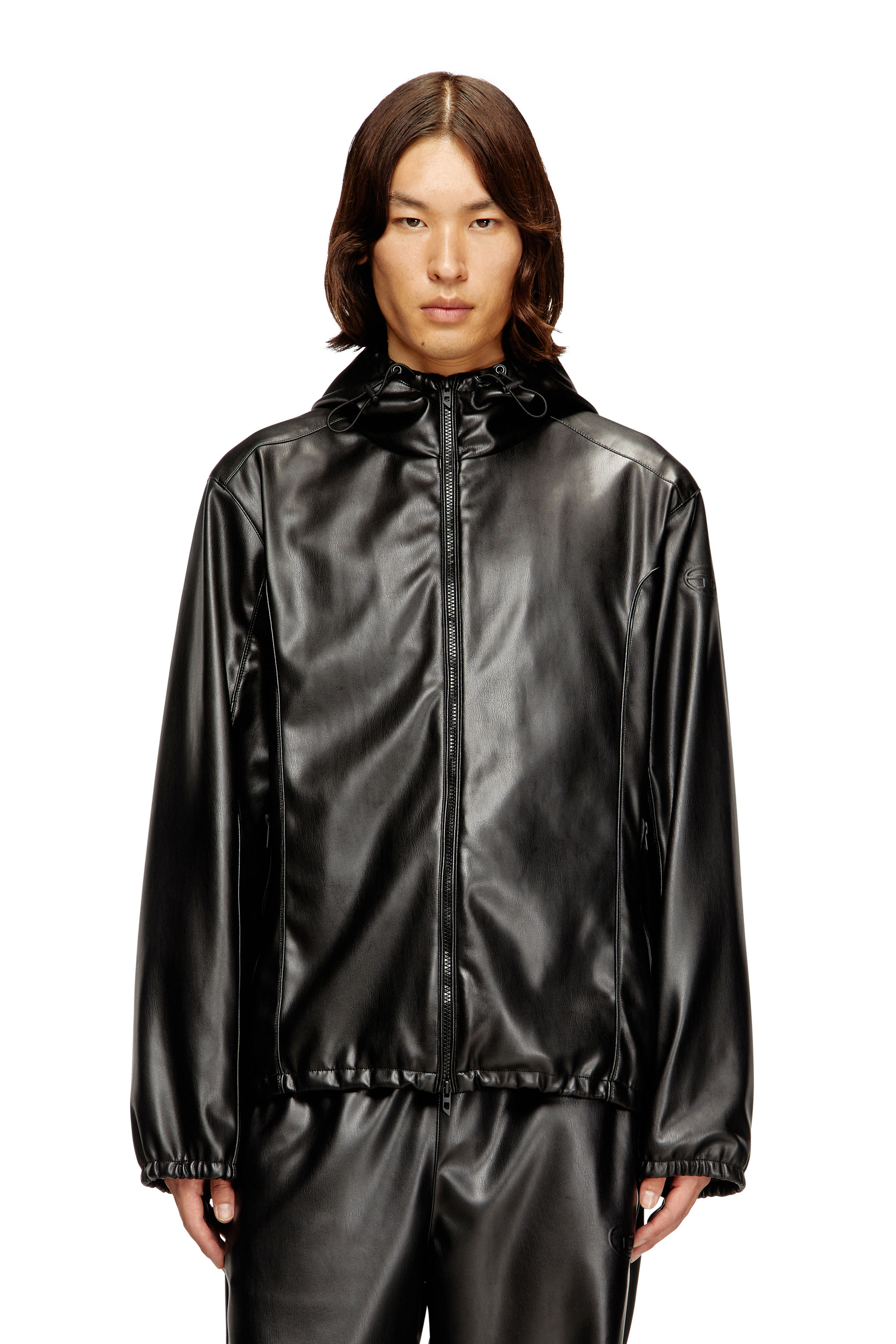 Diesel - J-HIVES-PGBX, Coupe-vent à capuche en tissu enduit Homme in Noir - 1