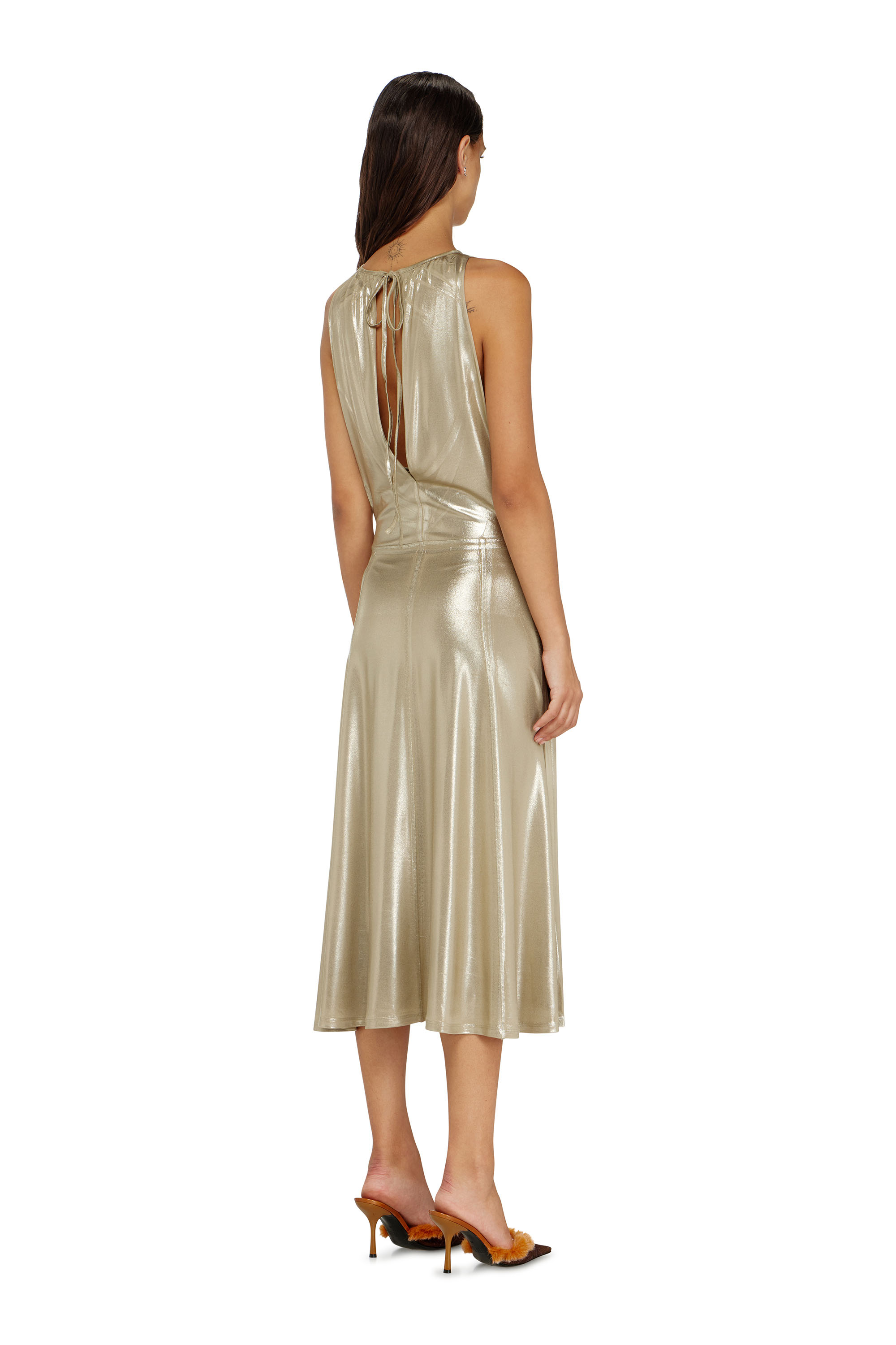 Diesel - D-DYVYNY, Abito midi metallizzato fluido con schiena scoperta Donna in ToBeDefined - 4