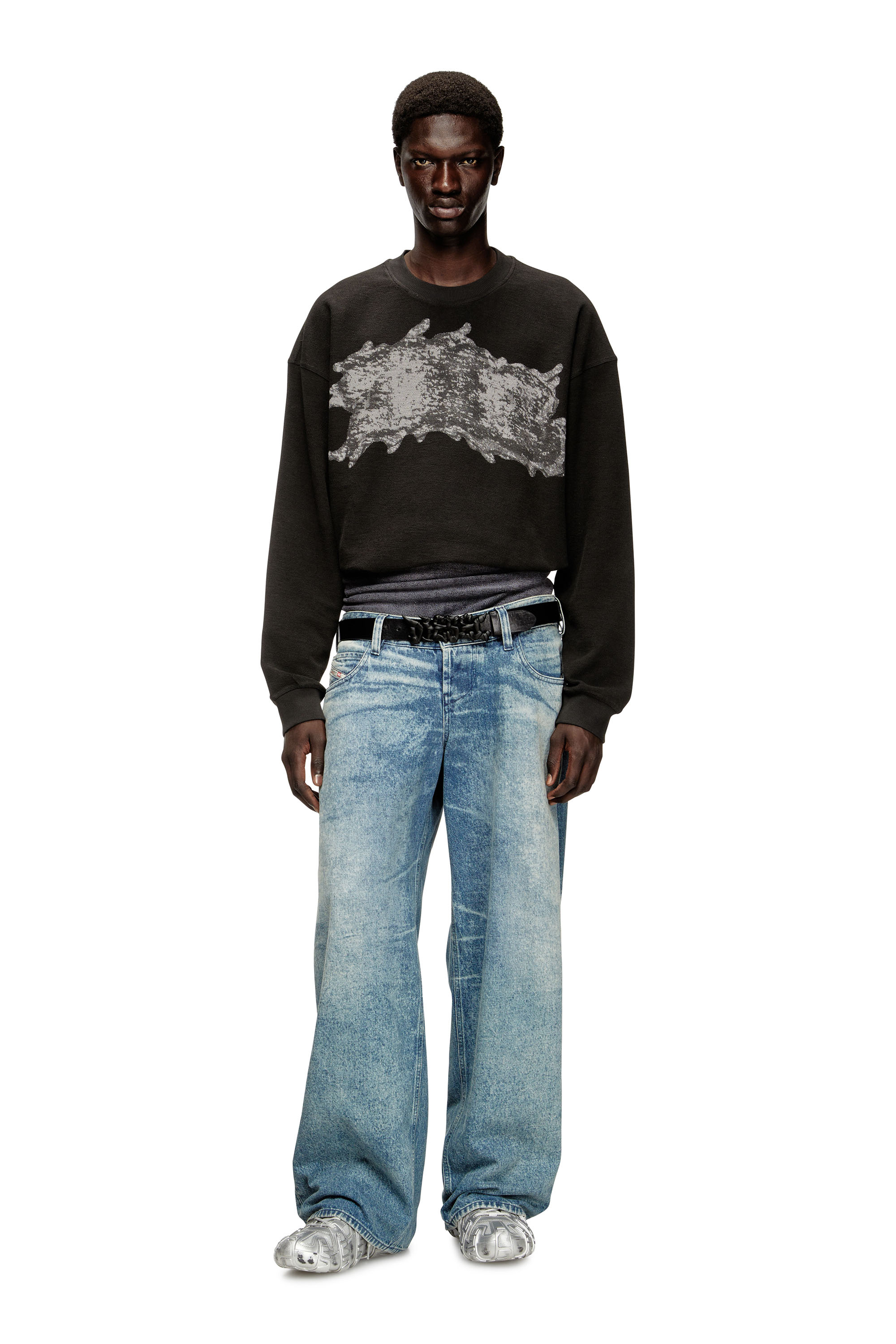 Diesel - S-VALENTIN-JMBV, Herren Sweatshirt mit Graffiti-Print in Dunkelgrau - 2