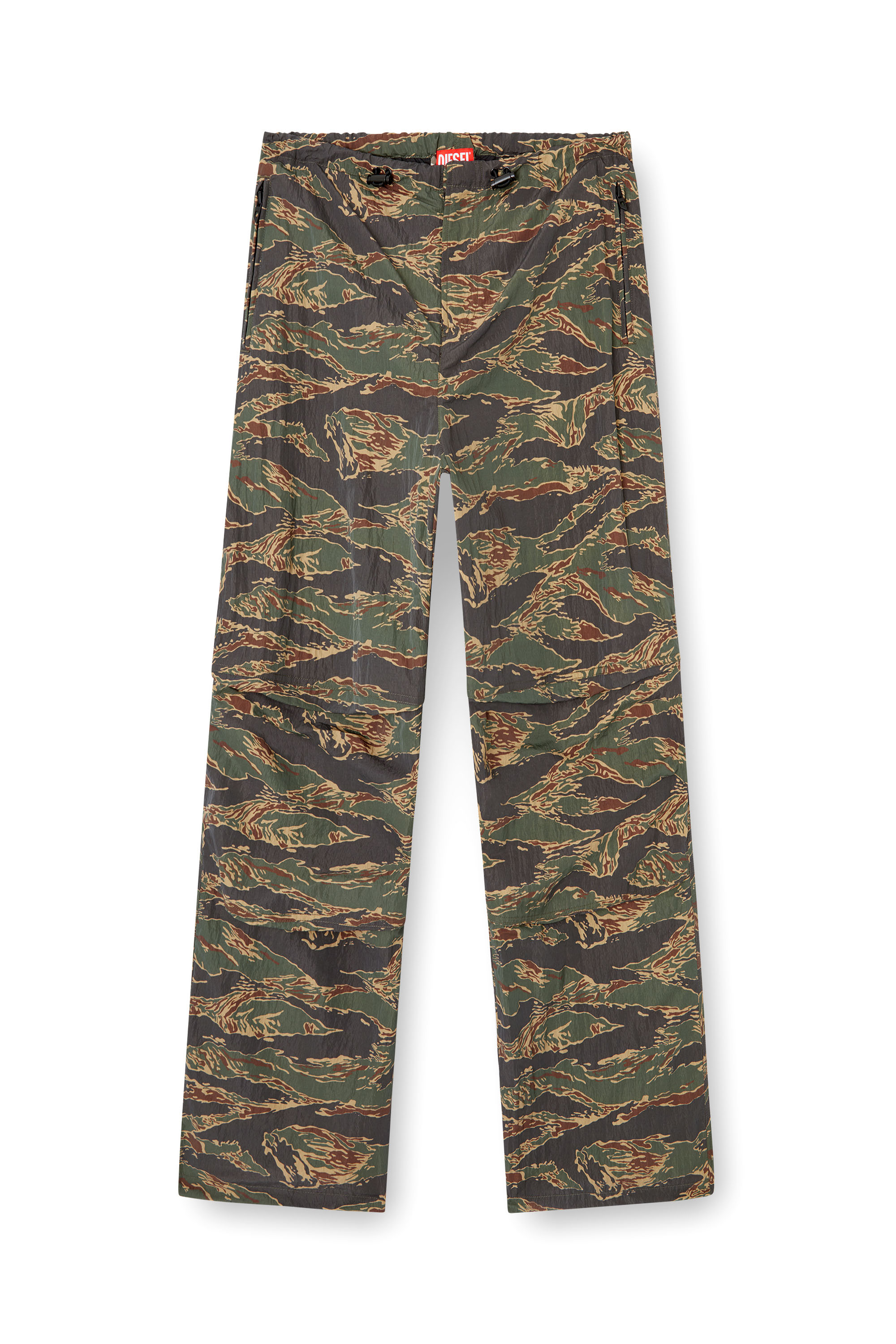 Diesel - P-ANIC, Pantalon cargo en nylon à imprimé camouflage Homme in Vert - 3