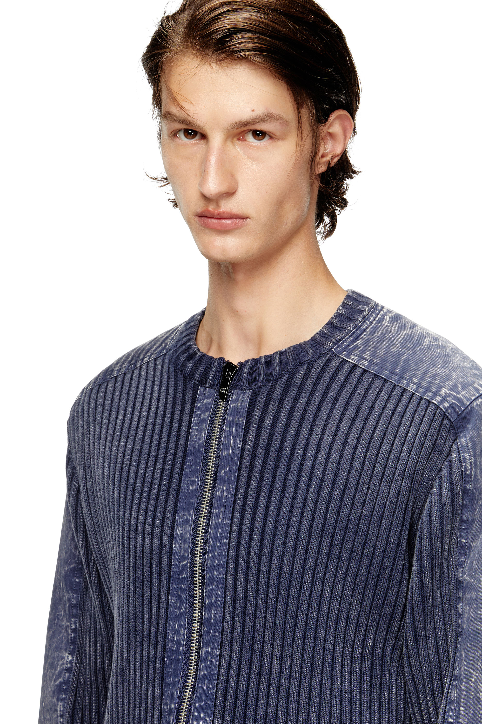 Diesel - K-MATTY, Cardigan con zip e panelli a contrasto Uomo in Blu - 5