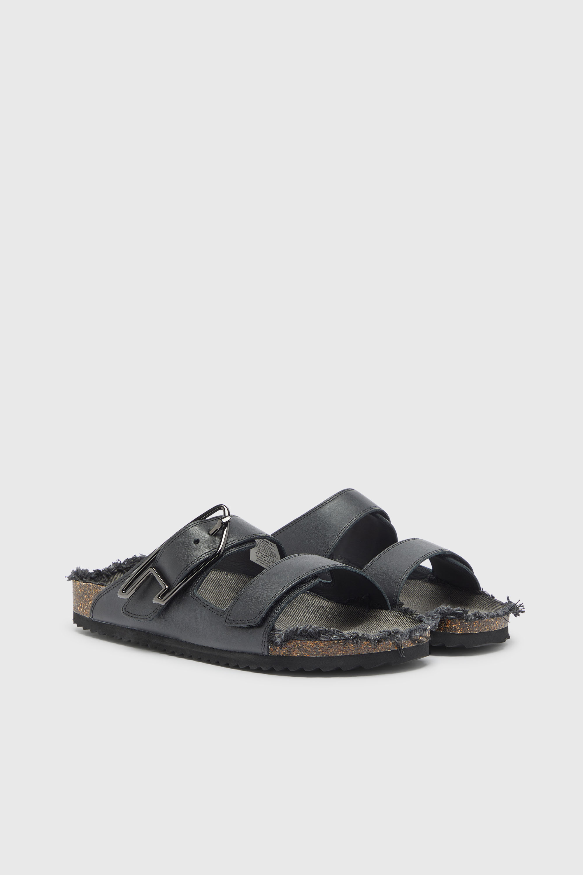 Diesel - D-WOODSTOCK D SANDAL, Herren D-Woodstock - Lederriemen mit Korkfu&szlig;bett in Schwarz - 2