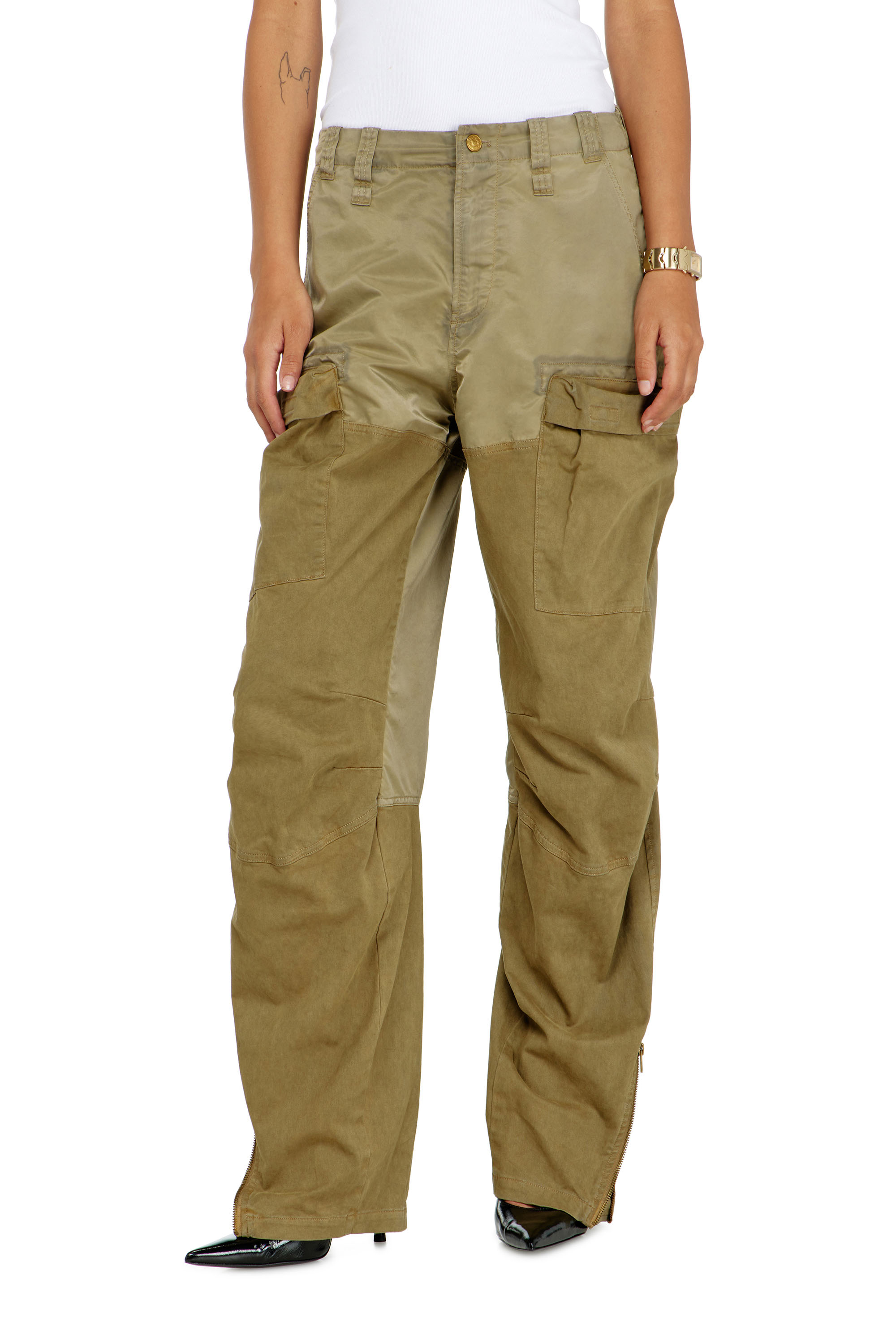 Diesel - P-ARKER, Pantaloni cargo in cotone e nylon Donna in Verde - 3