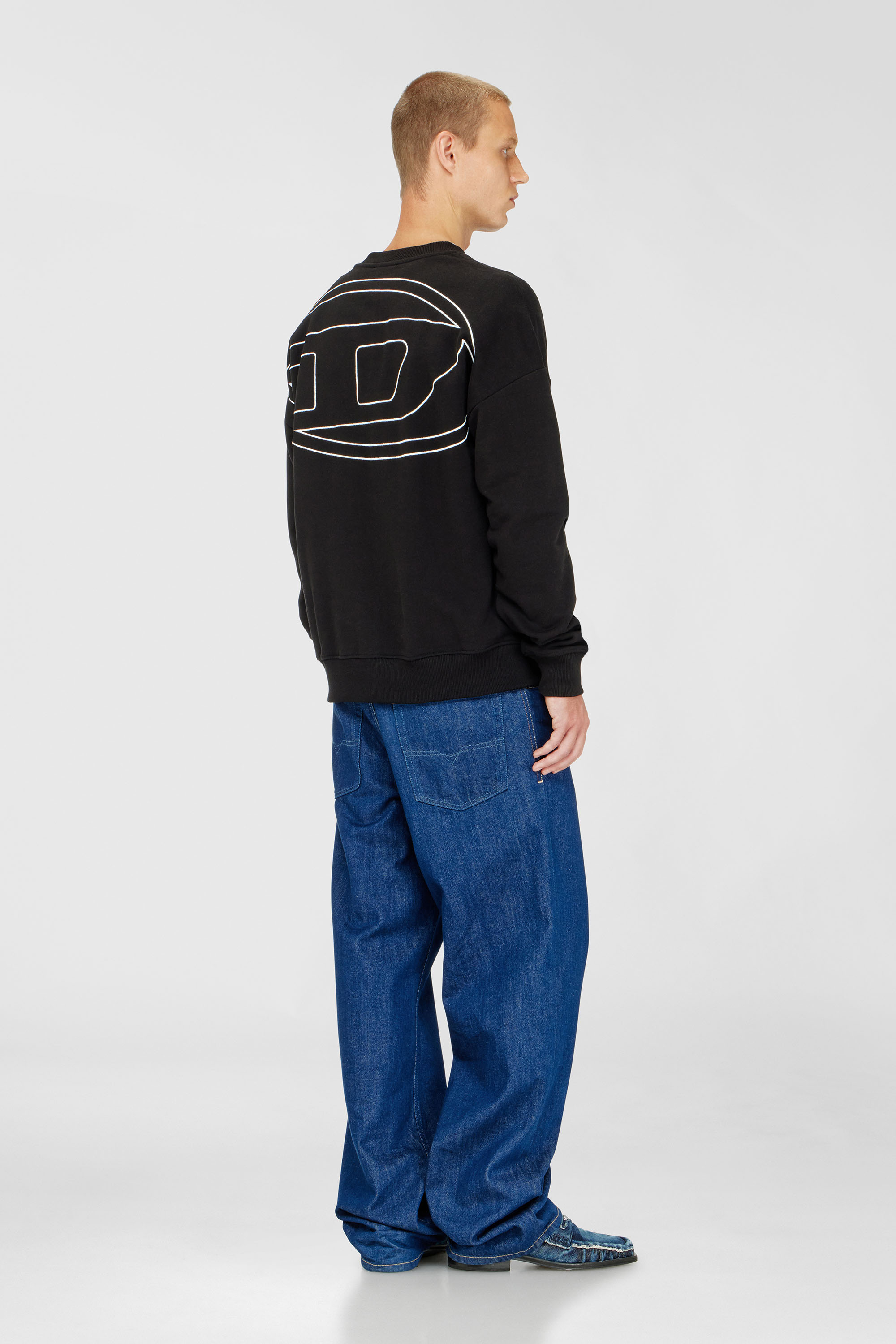 Diesel - S-ROB-MEGOVAL-D, Felpa con ricamo logo Uomo in Nero - 2
