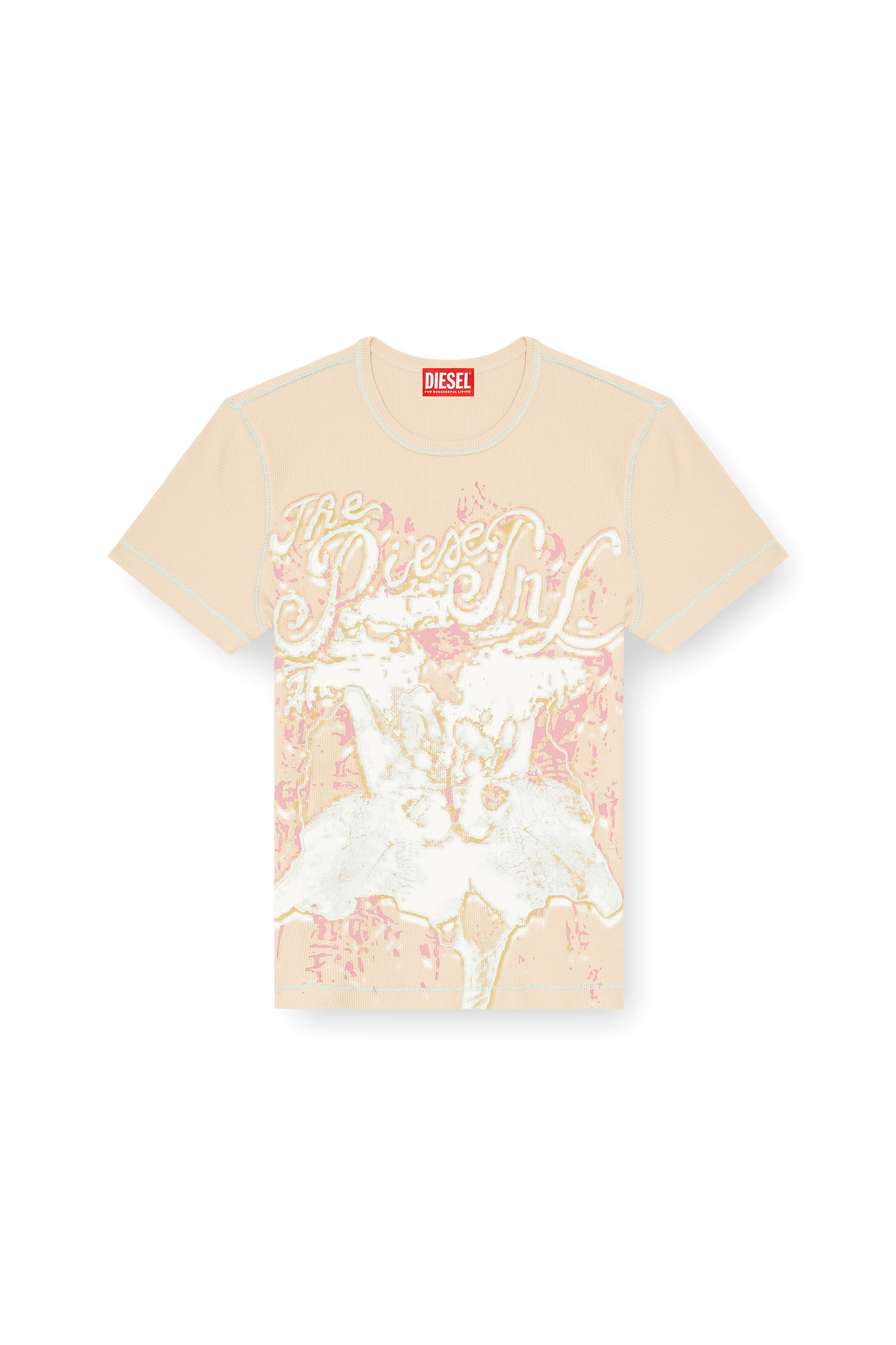 Diesel - T-BRENDA, Damen Animal-Print-Top aus geripptem Stretch-Jersey in Rosa - 3