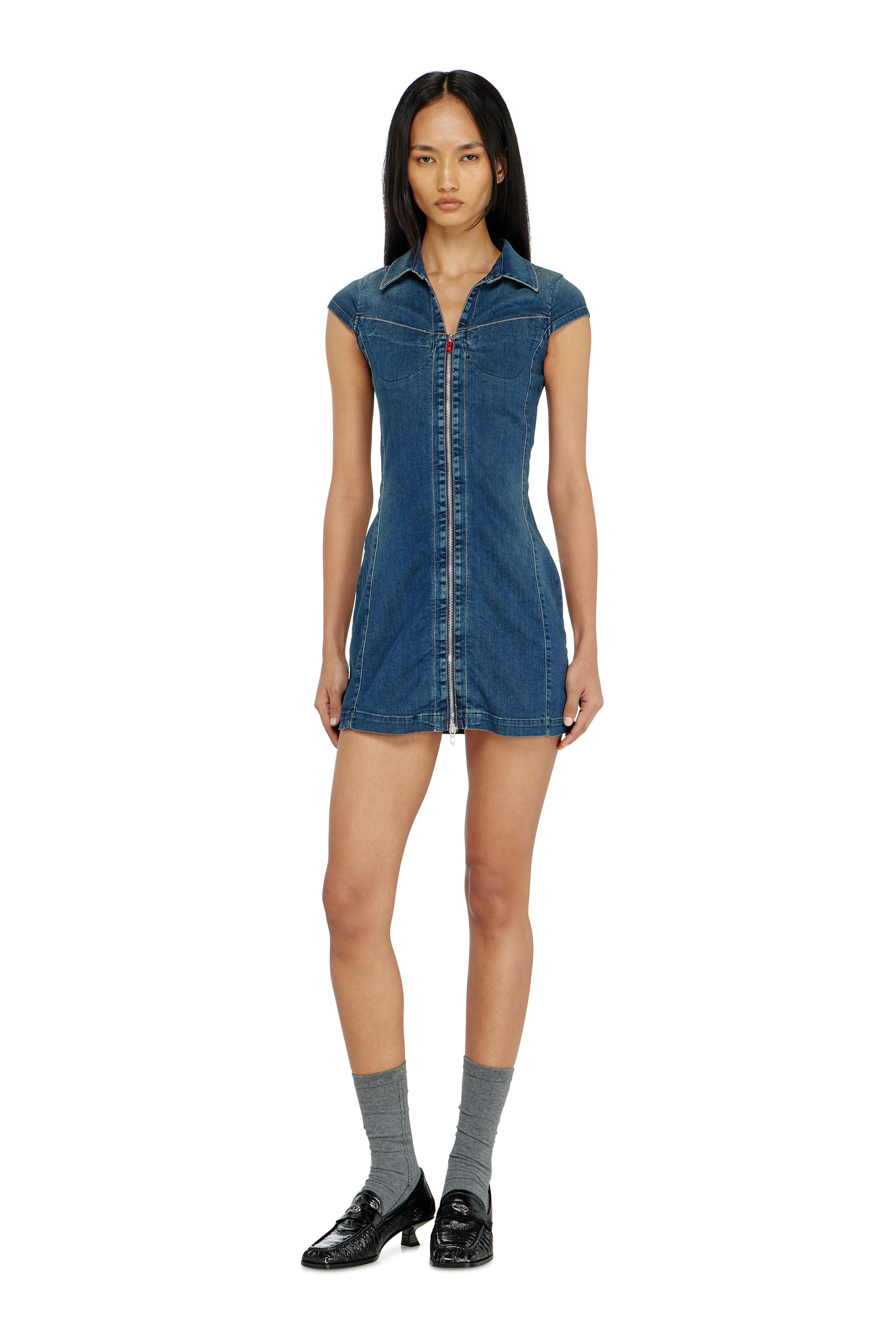 Diesel - DE-LORVYN-S, Robe-chemise en denim avec zip int&eacute;gral Femme in ToBeDefined - 2