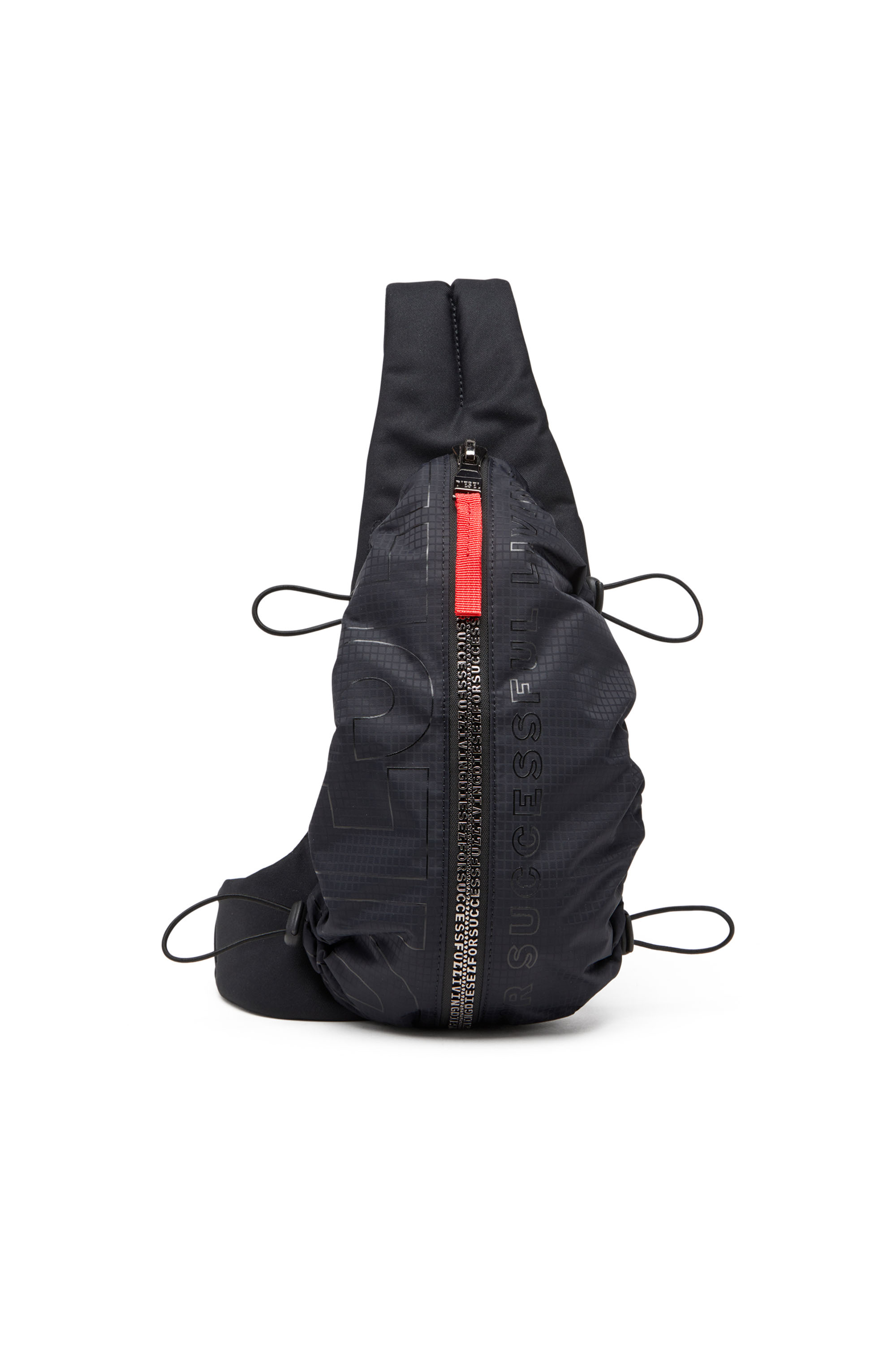 Diesel - ZIP-D CROSSBODY X, Man's Zip-D-Sling bag in check-jacquard shell in Black - 1