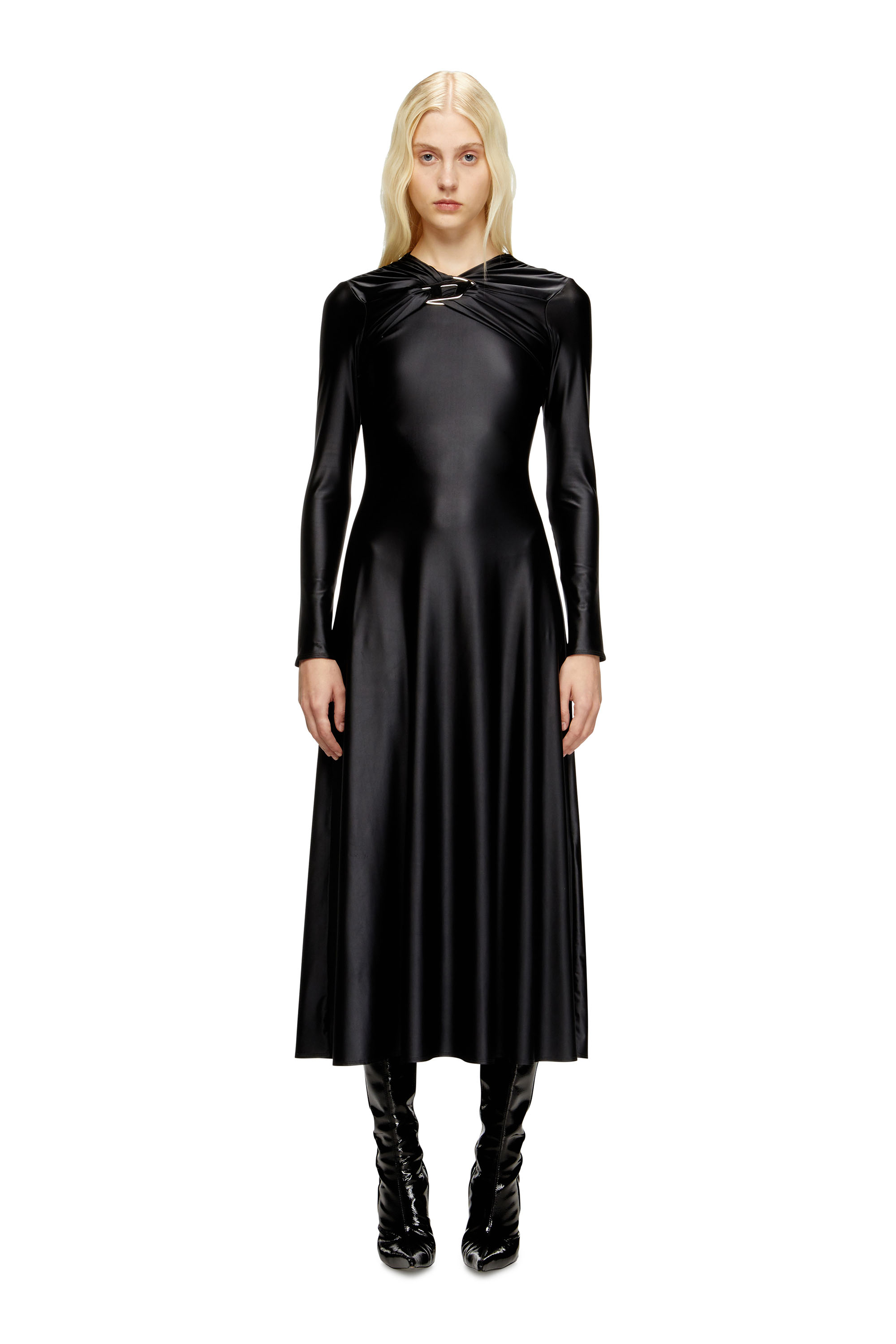 Diesel - D-IAMO, Abito in nylon drappeggiato Donna in Nero - 3