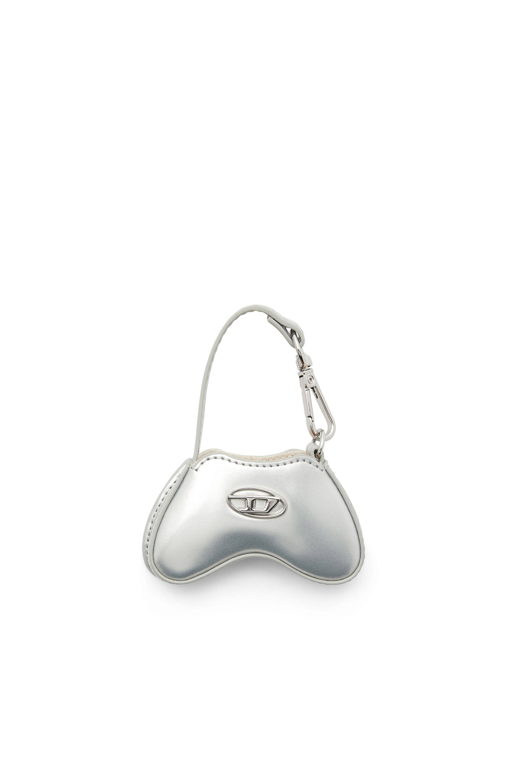 Diesel - PLAY CHARMS, Porte-clés en cuir verni avec miroir Femme in Gris argenté - 1