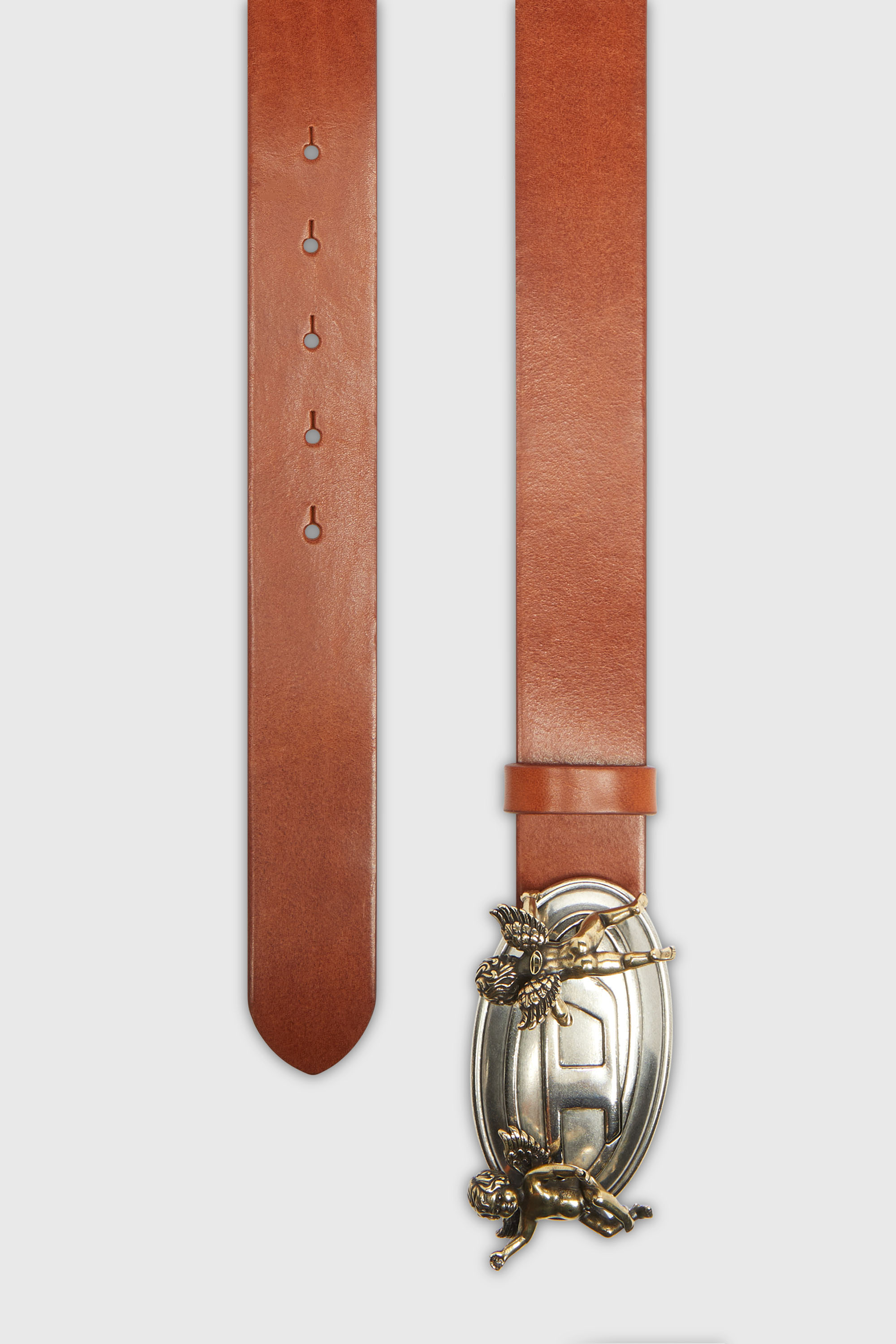 Diesel - B-OVAL ANGELS 35, Damen 3,5 cm Lederg&uuml;rtel mit Oval D Schnalle und Cherub in Braun - 2
