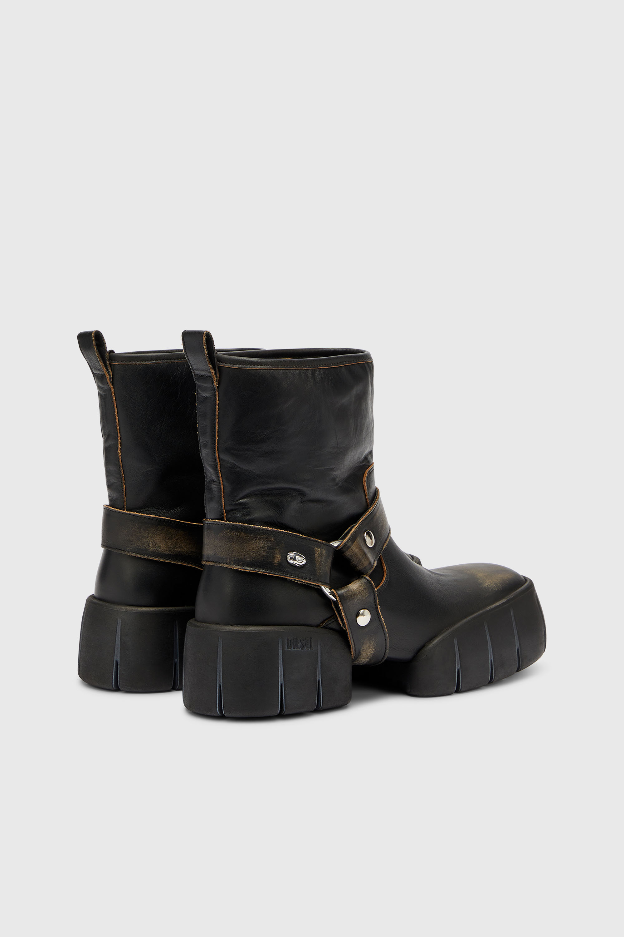 Diesel - D-TEX TU, Herren D-Tex - Biker-Boots aus distressed Leder in Dunkelbraun - 3