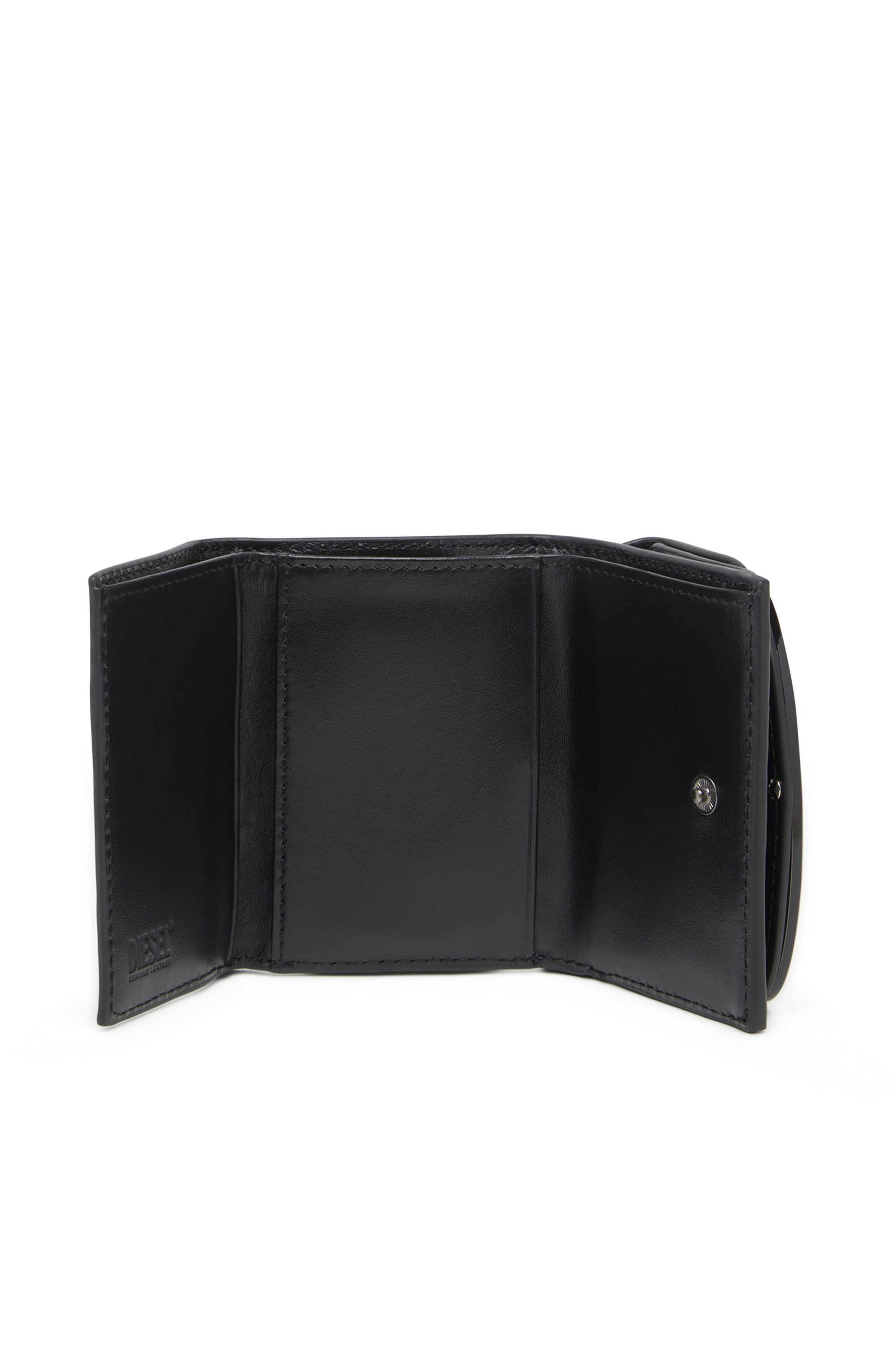 Diesel - 1DR TRI FOLD COIN XS II, Portefeuille à trois volets en cuir effet miroir Femme in Noir - 3