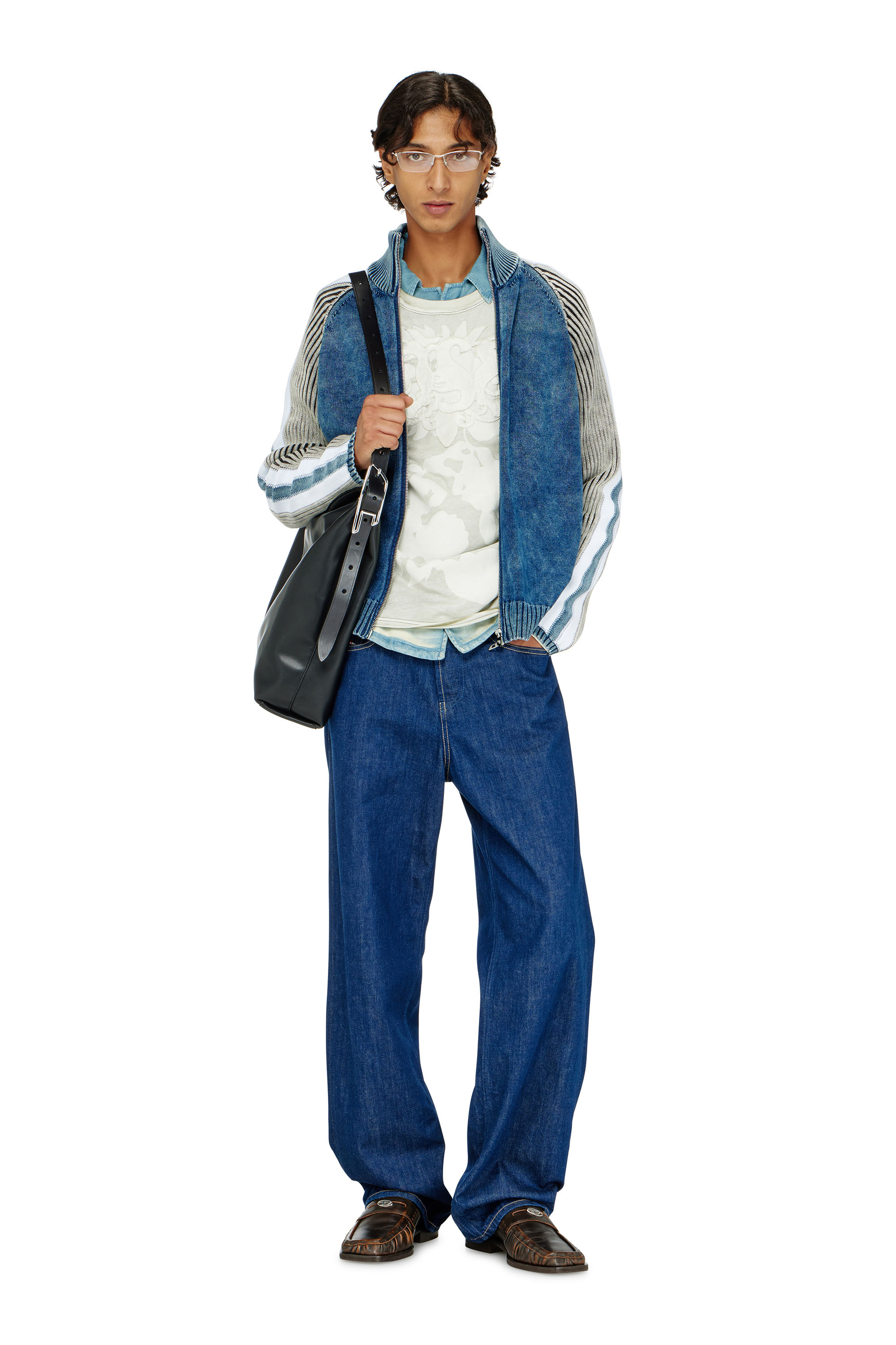 Diesel - K-HERONIMO, Cardigan con zip e bande sportive Uomo in Multicolor - 2