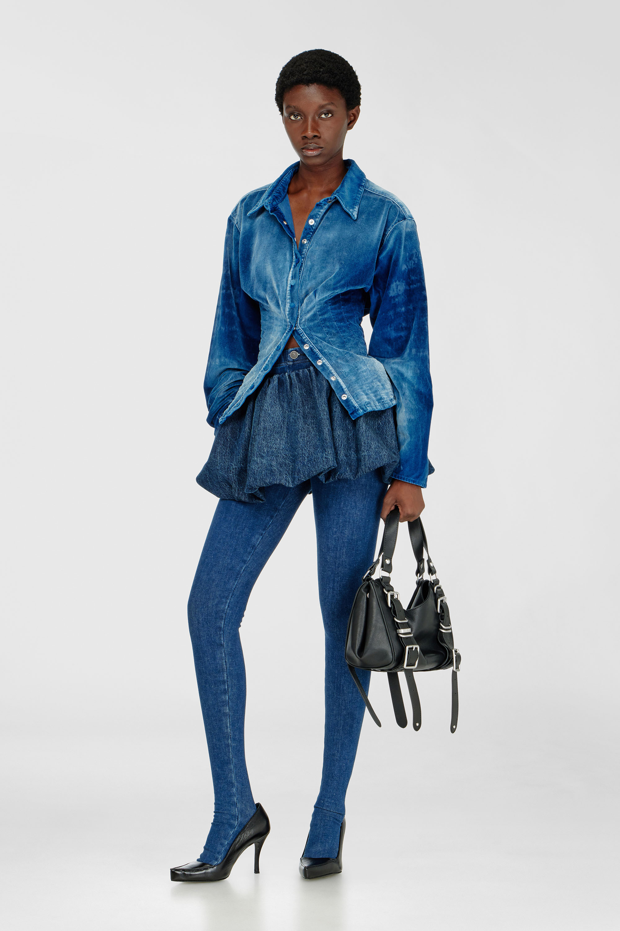 Diesel - DE-SINDI-FSJ, Camicia in denim effetto velluto Donna in Blu - 2